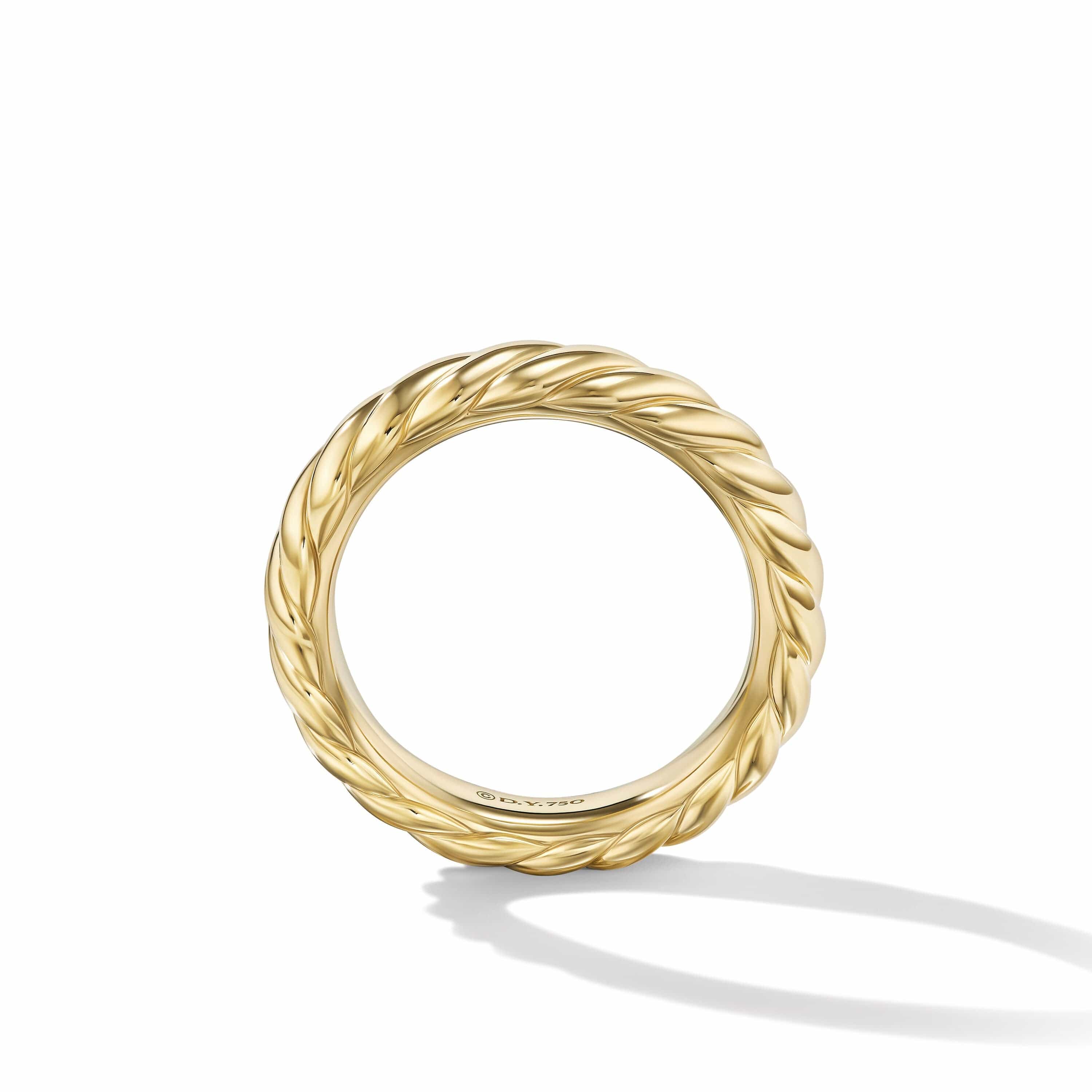 Sculpted Cable Band Ring in 18K Yellow Gold, 4.6mm - Image 4