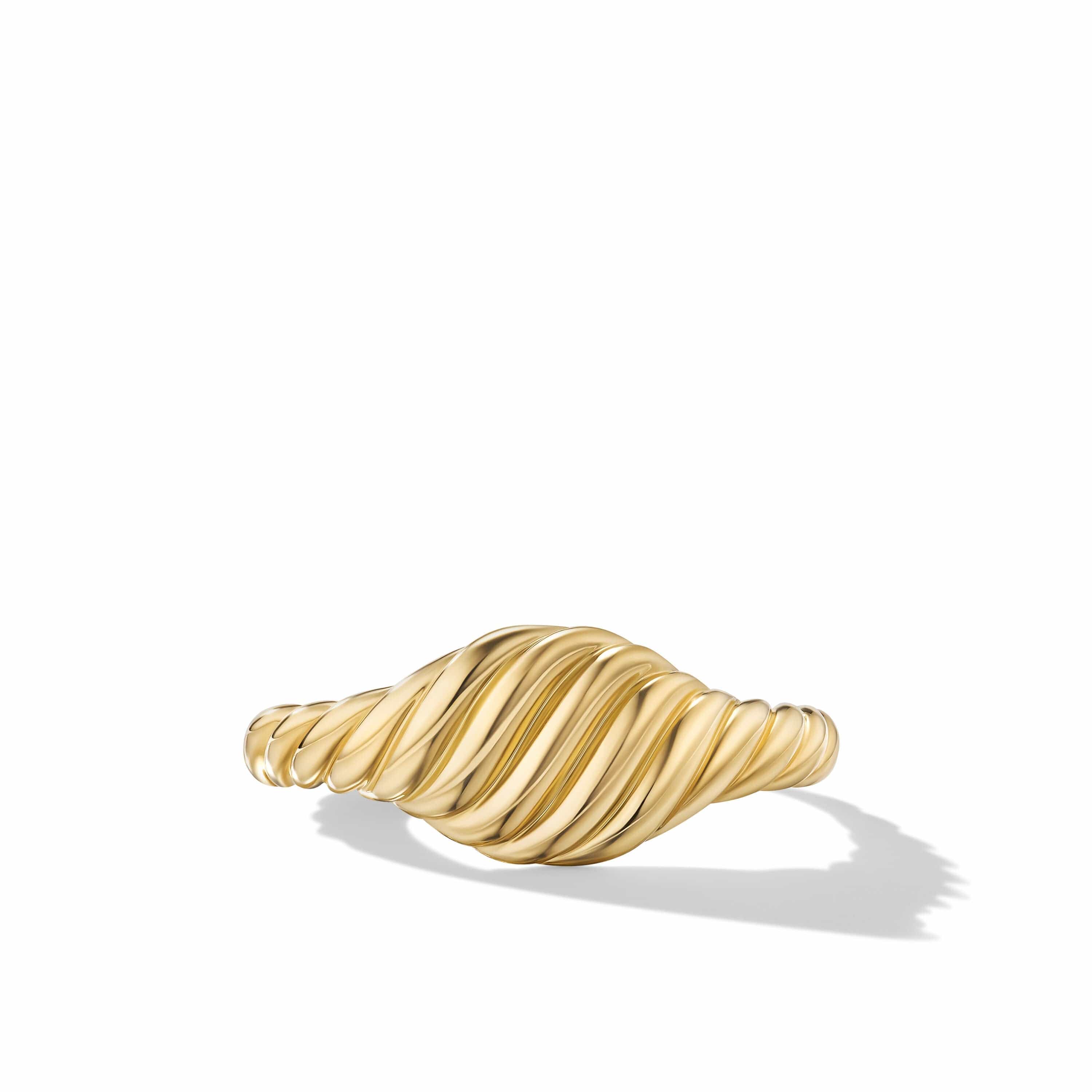 Sculpted Cable Micro Cable Pinky Ring in 18K Yellow Gold - Image 3