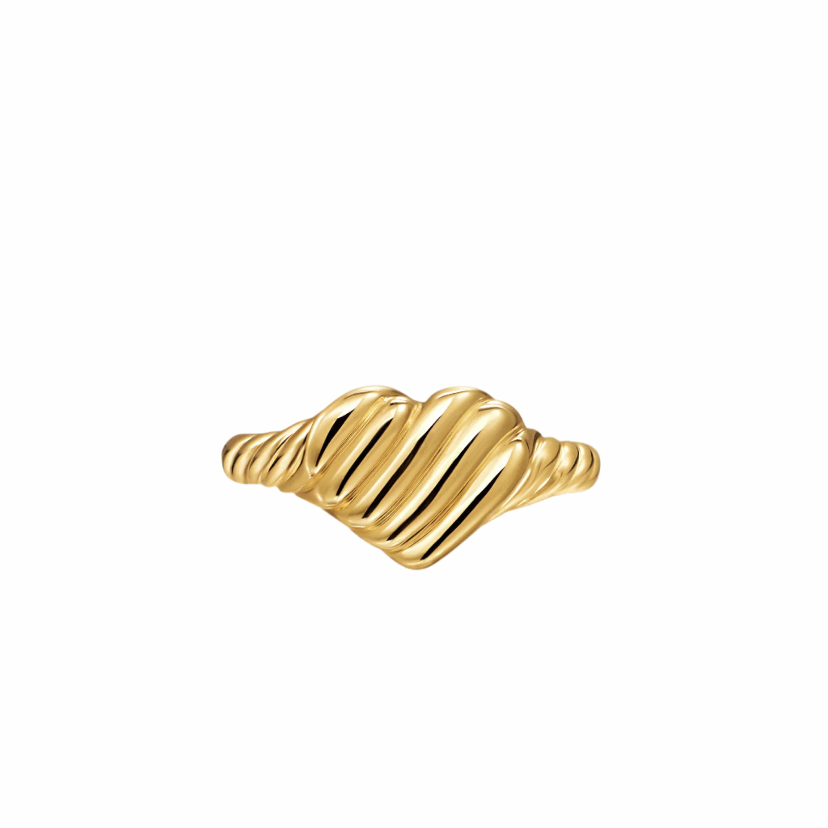 Sculpted Cable Heart Pinky Ring 18K Yellow Gold, 9mm - Image 3
