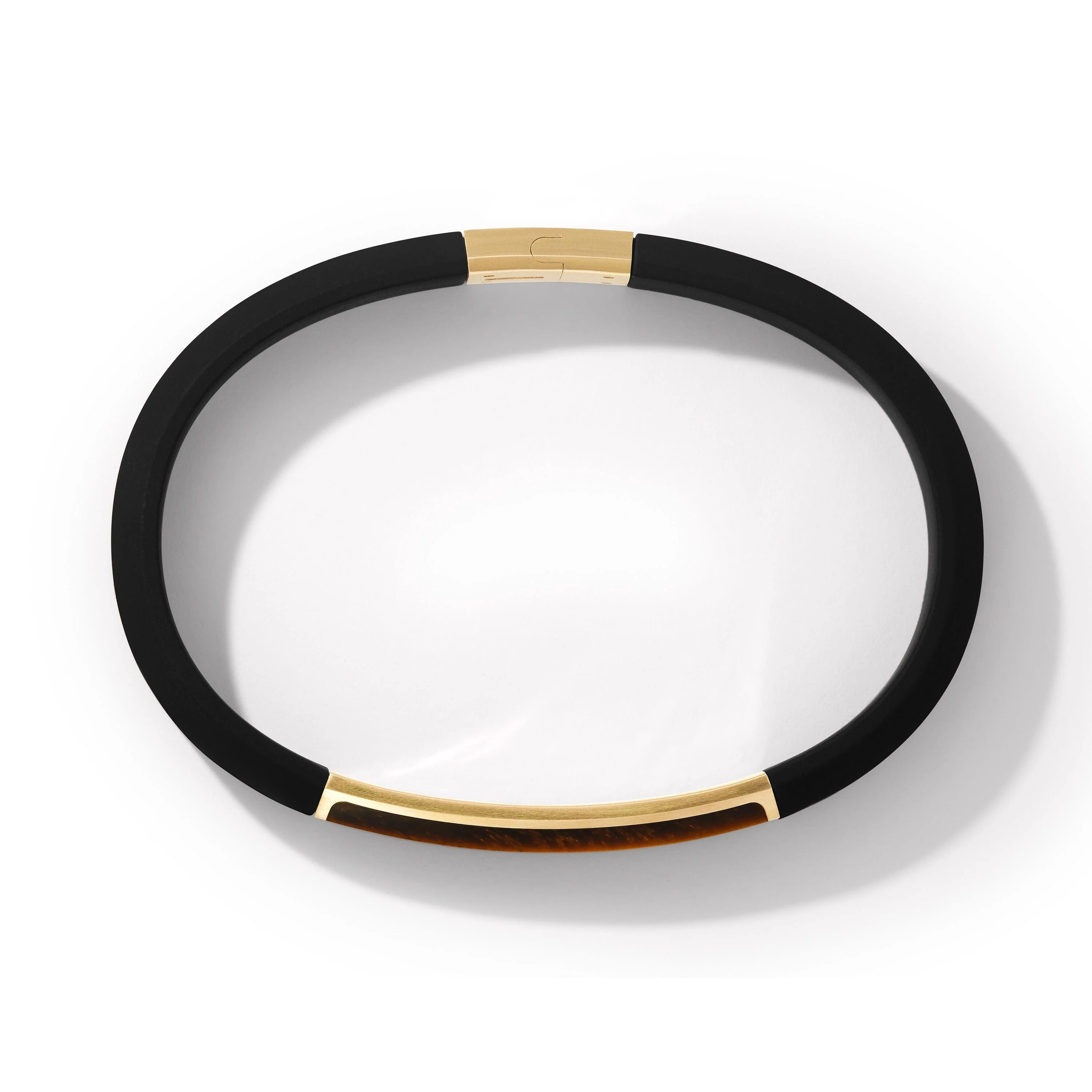 Streamline® ID Black Rubber Bracelet with Tiger's Eye and 18K Yellow Gold - Image 2