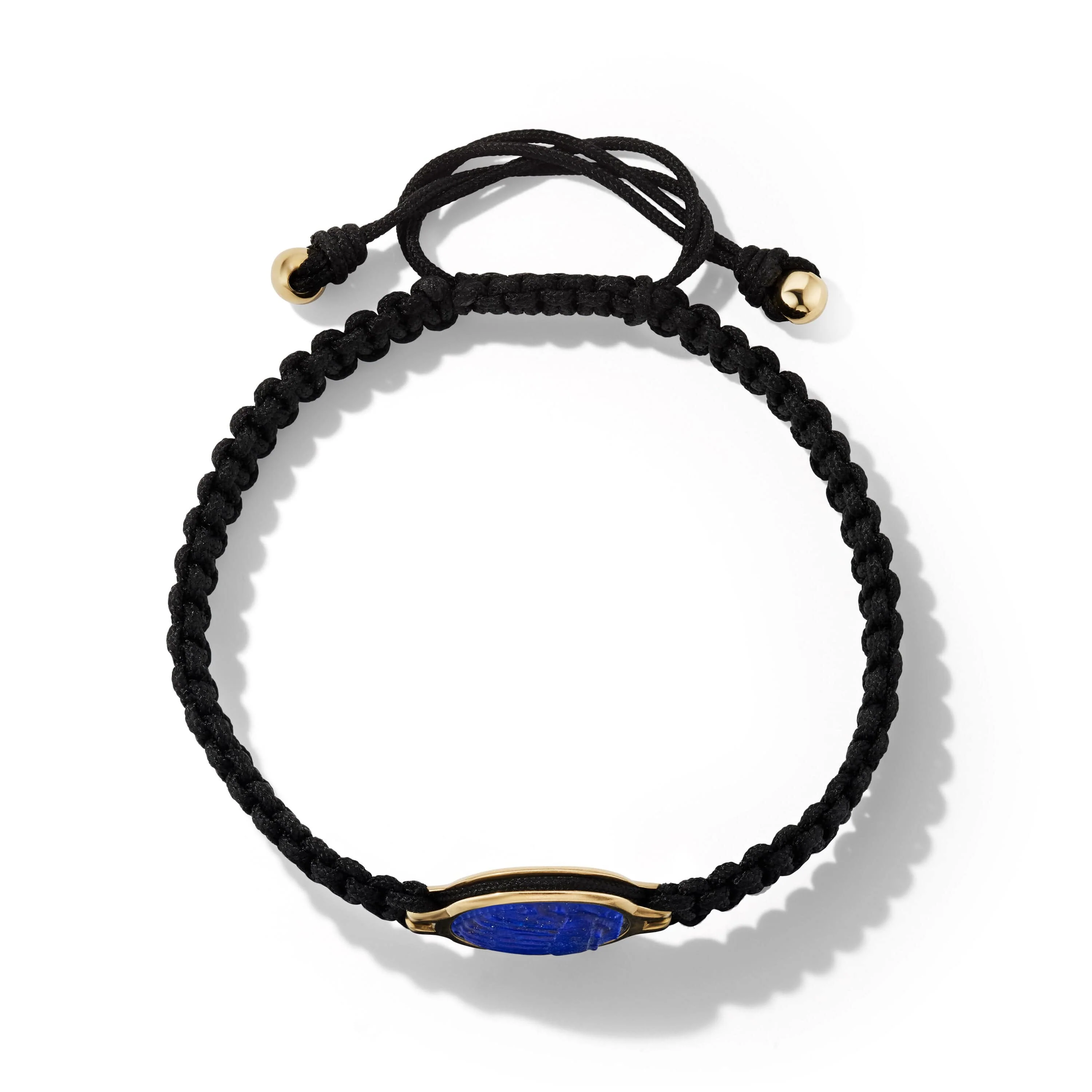 Cairo Scarab Black Nylon Woven Bracelet with Lapis and 18K Yellow Gold - Image 2