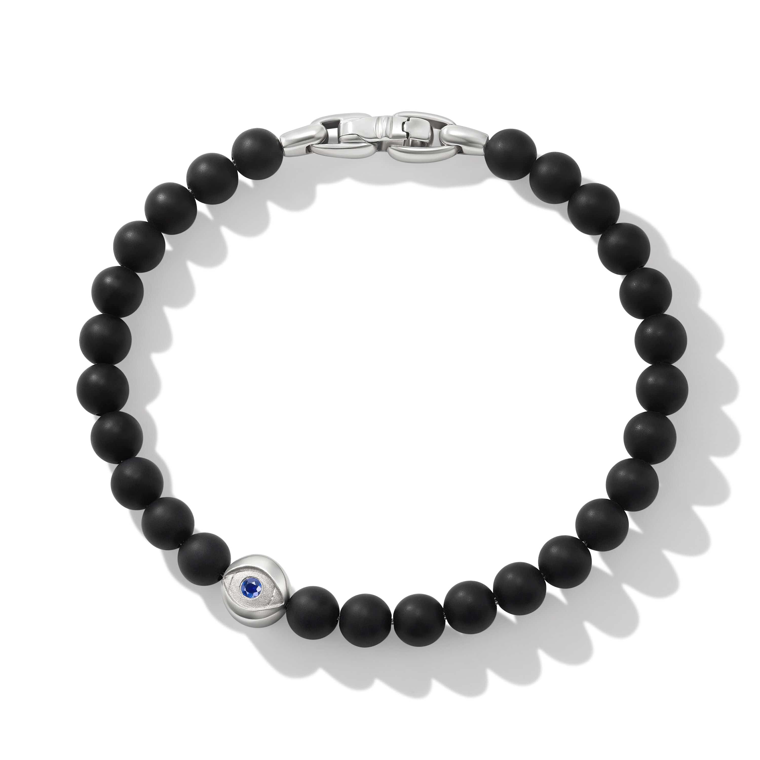 Spiritual Beads Evil Eye Bracelet in Sterling Silver with Black Onyx and Sapphire - Image 2