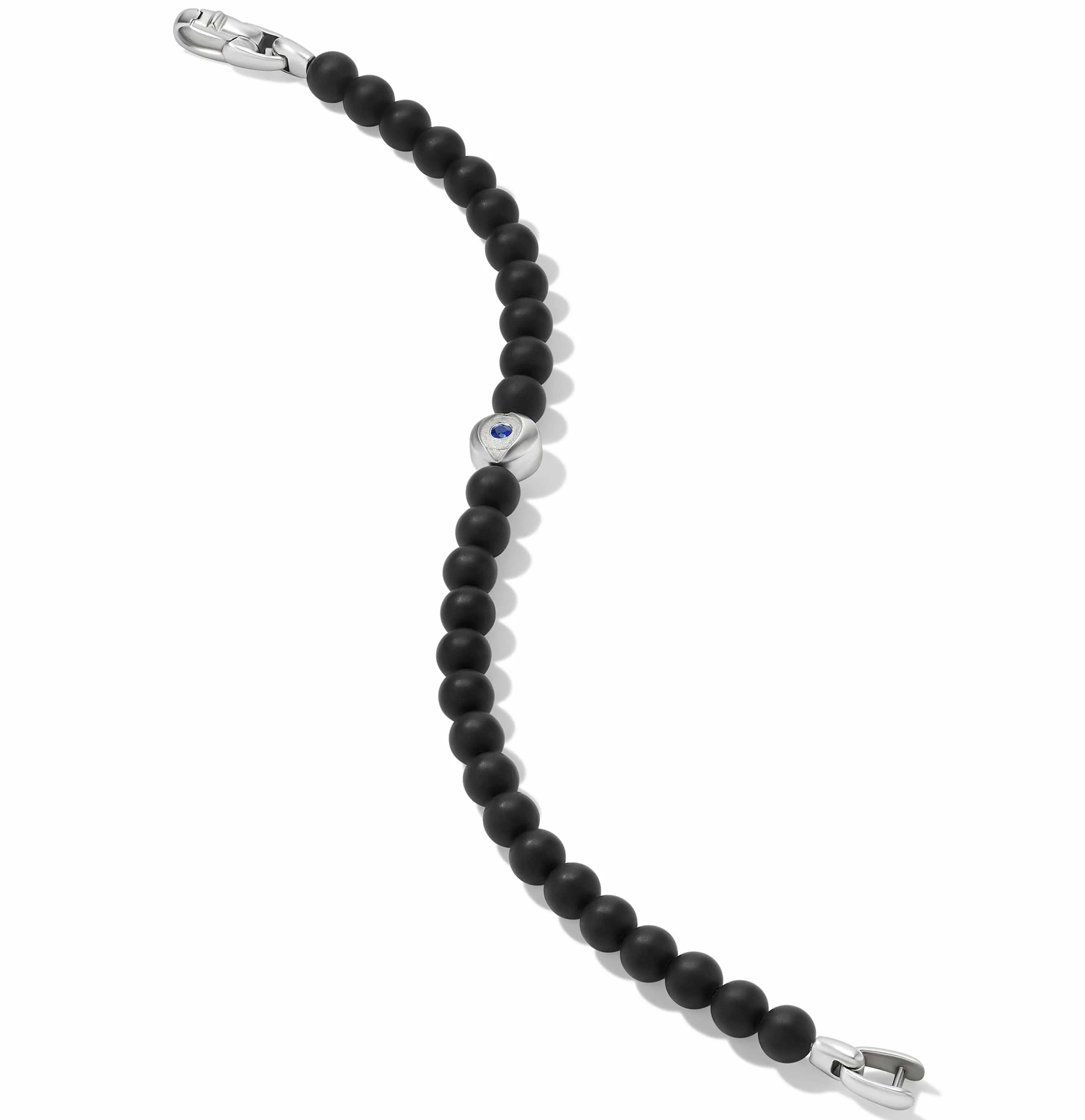 Spiritual Beads Evil Eye Bracelet in Sterling Silver with Black Onyx and Sapphire - Image 3
