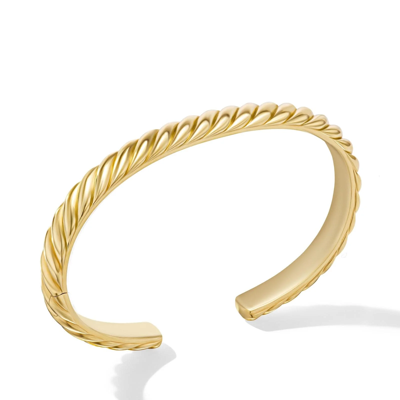 Sculpted Cable Cuff Bracelet in 18K Yellow Gold, 7mm - Image 2