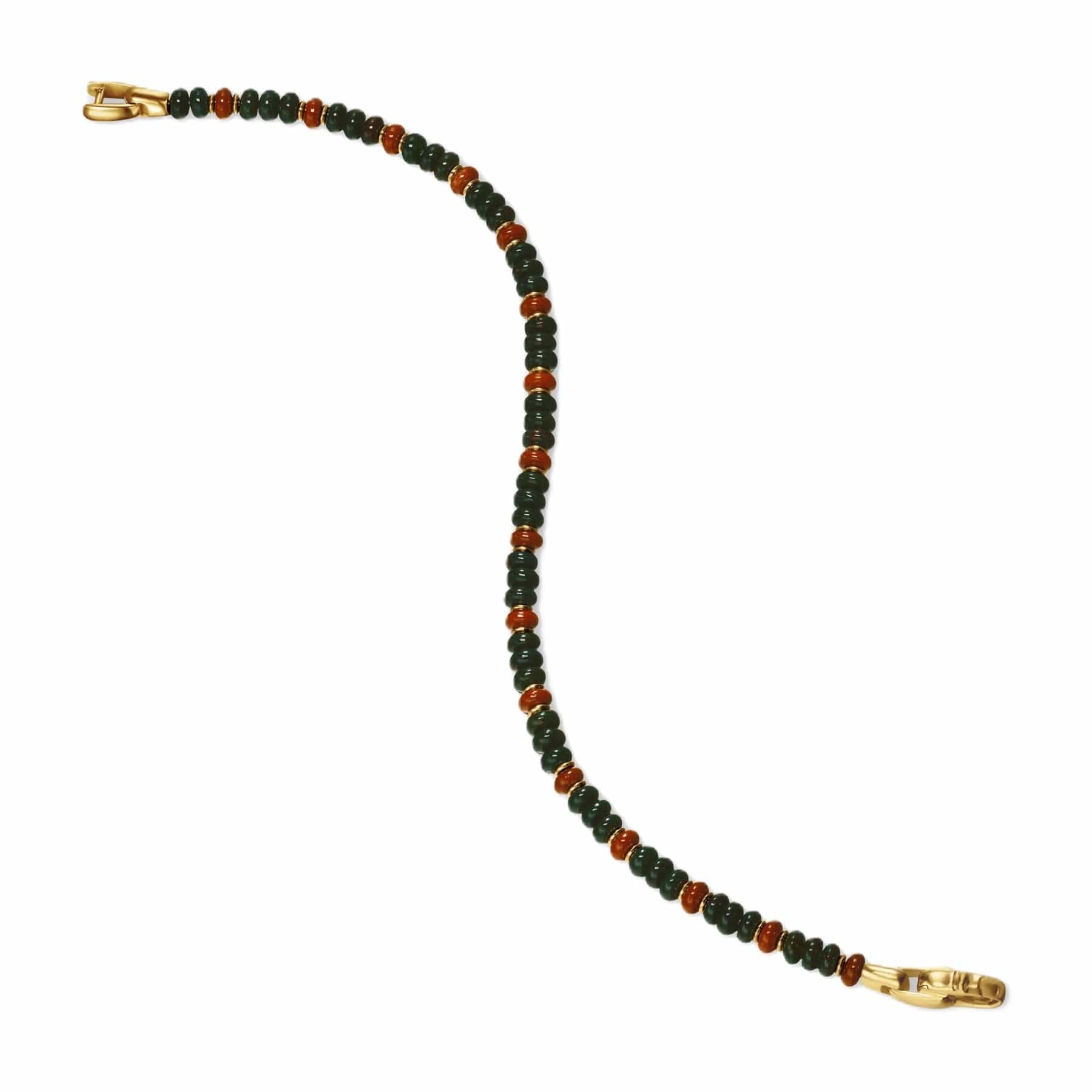Spiritual Beads Bracelet 18K Yellow Gold with Bloodstone and Red Jasper, 4mm - Image 3