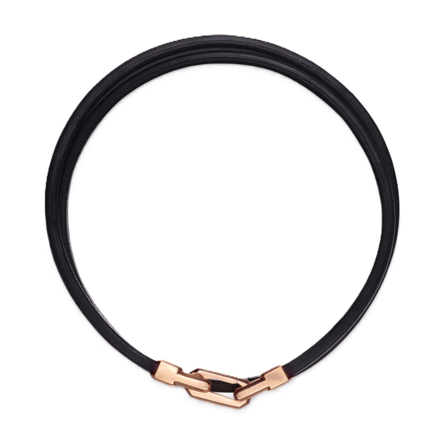 Streamline® Double Wrap Bracelet Black Leather with 18K Rose Gold, 5.2mm - Image 2