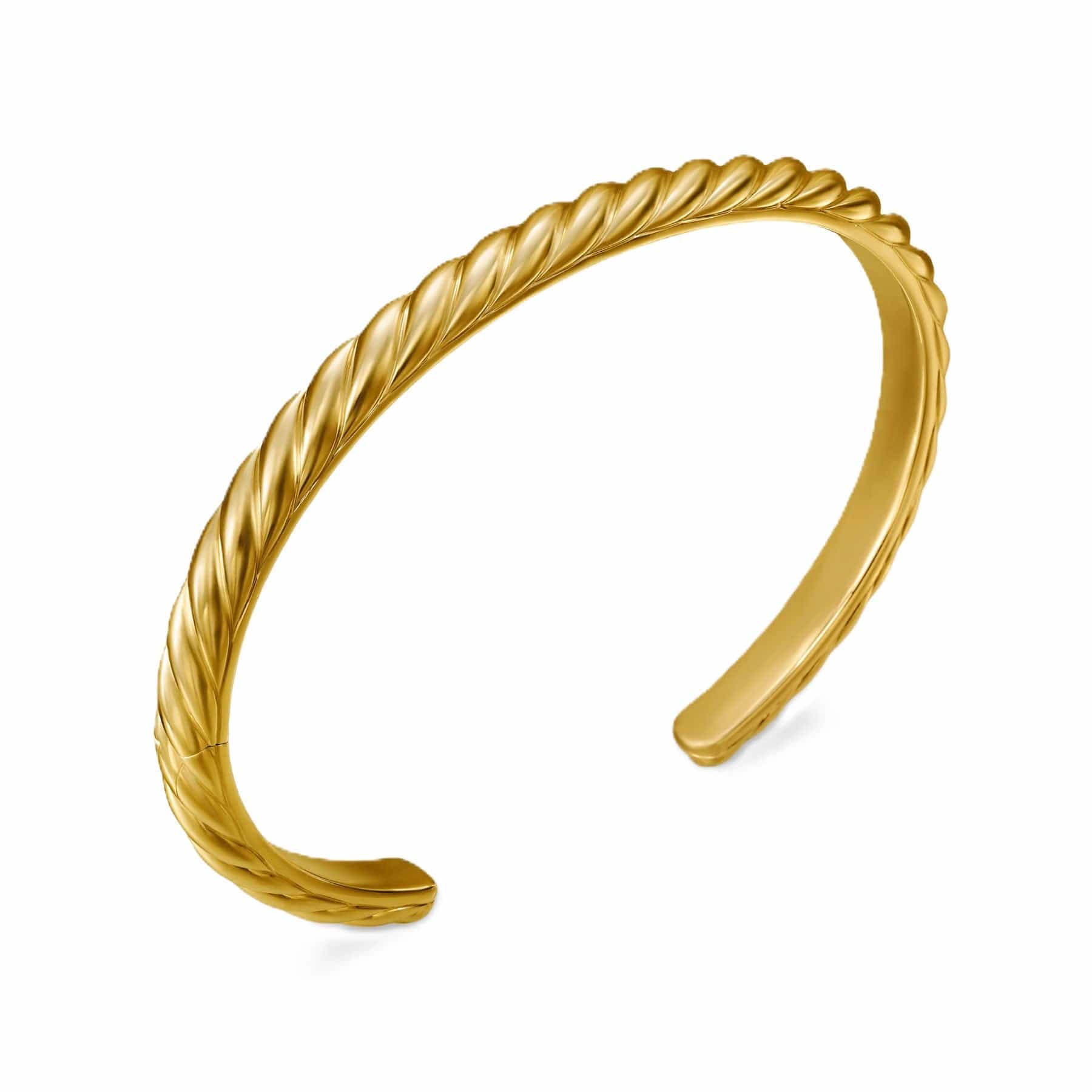 Sculpted Cable Cuff Bracelet 18K Yellow Gold, 5.5mm - Image 2