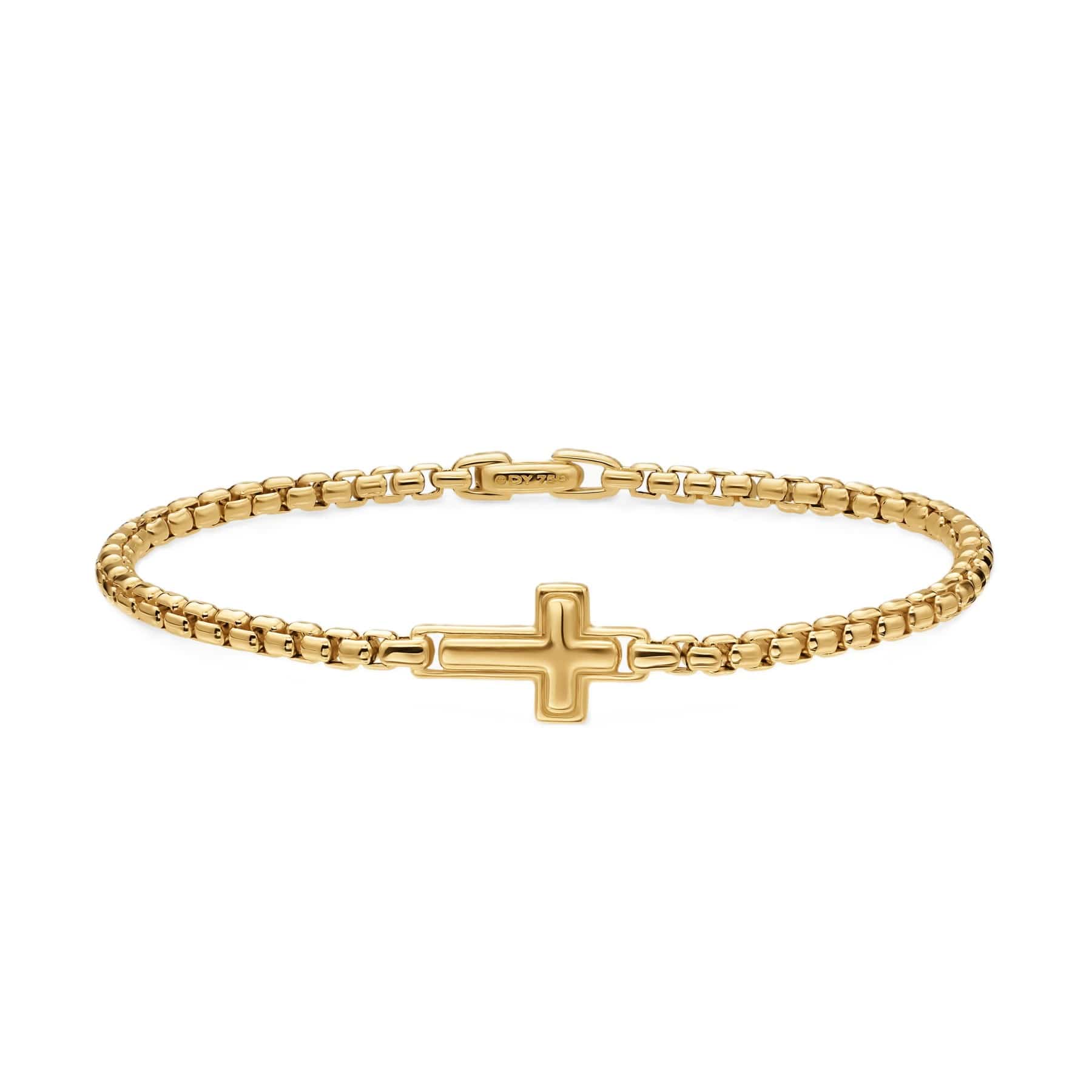 Cross Station Bracelet 18K Yellow Gold, 3.4mm