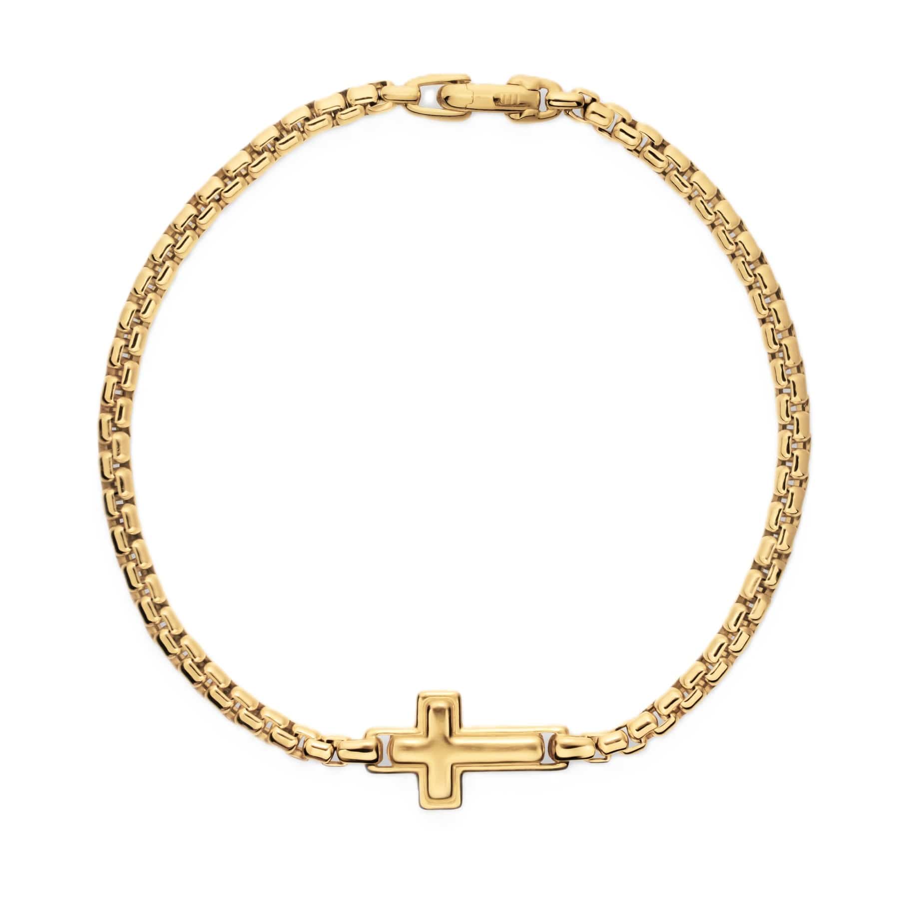Cross Station Bracelet 18K Yellow Gold, 3.4mm - Image 2