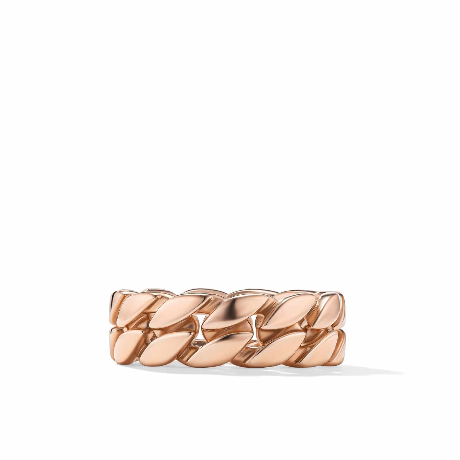 Curb Chain Band Ring in 18K Rose Gold, 8mm - Image 4