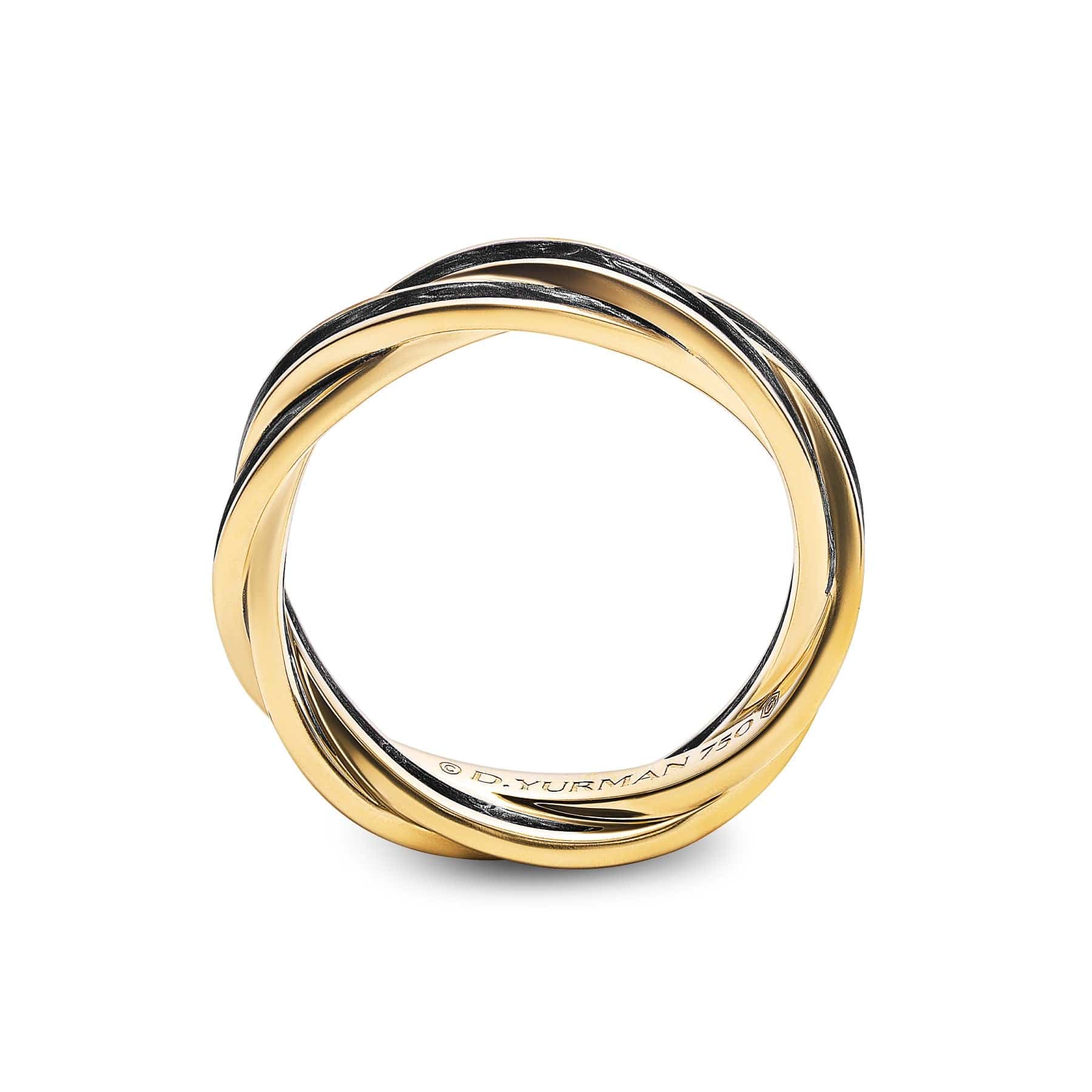 DY Helios™ Band Ring 18K Yellow Gold with Forged Carbon, 6mm - Image 3