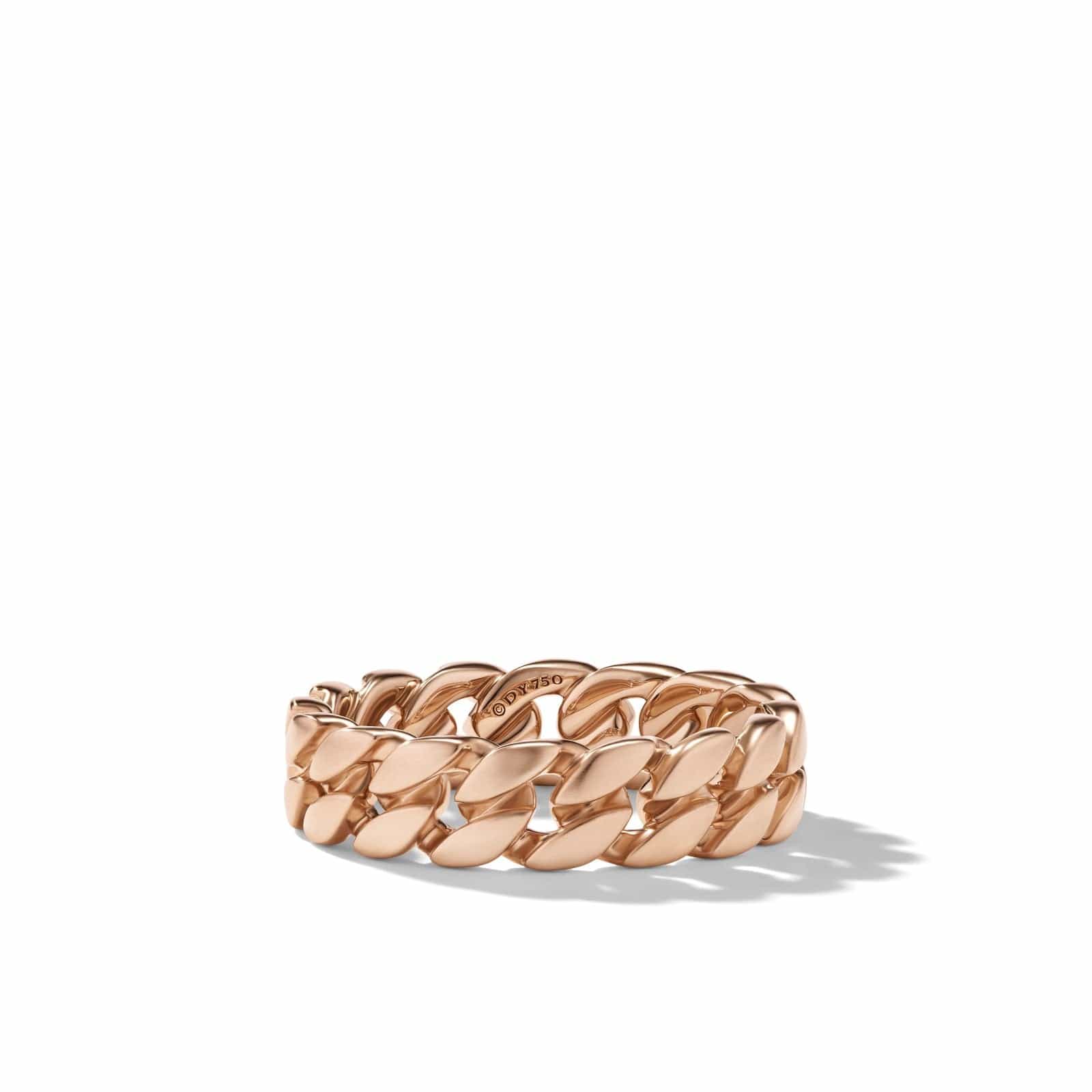 Curb Chain Band Ring in 18K Rose Gold, 6mm