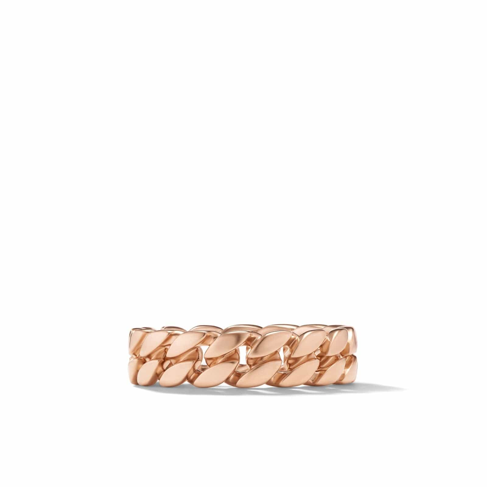 Curb Chain Band Ring in 18K Rose Gold, 6mm - Image 4