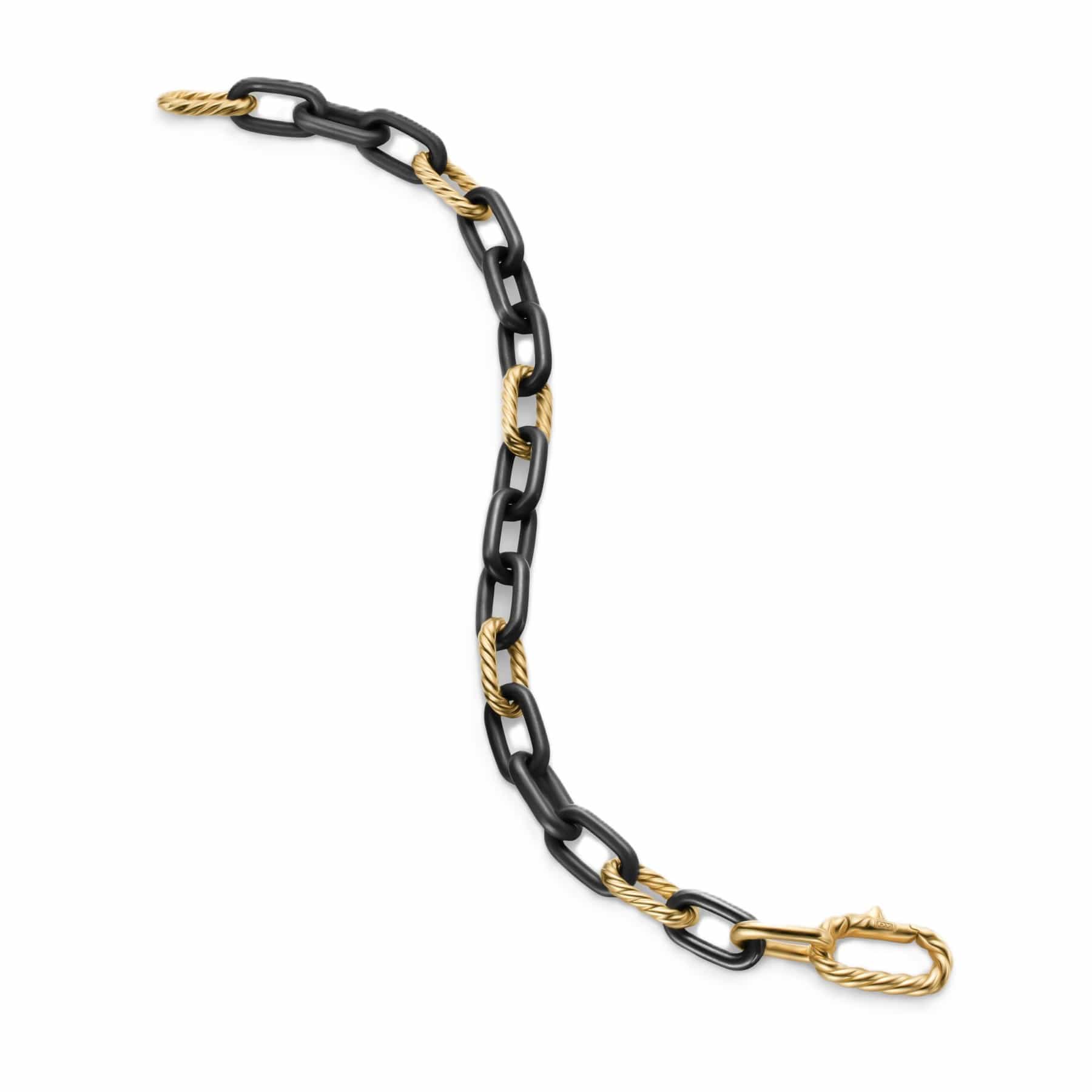 DY Madison® Chain Bracelet Black Titanium with 18K Yellow Gold, 8.5mm - Image 3