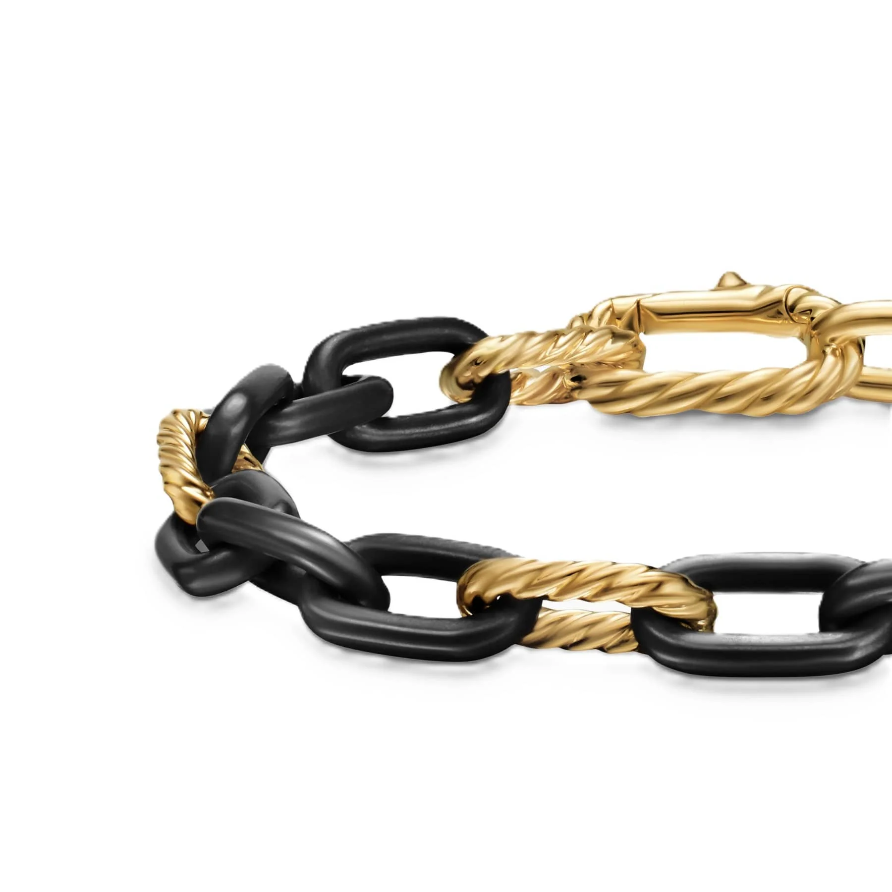 DY Madison® Chain Bracelet Black Titanium with 18K Yellow Gold, 8.5mm - Image 4