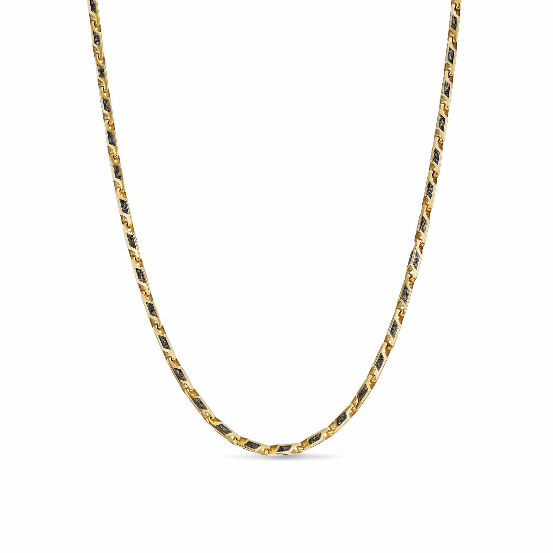 Streamline® Faceted Chain Necklace 18K Yellow Gold with Forged Carbon, 4.3mm