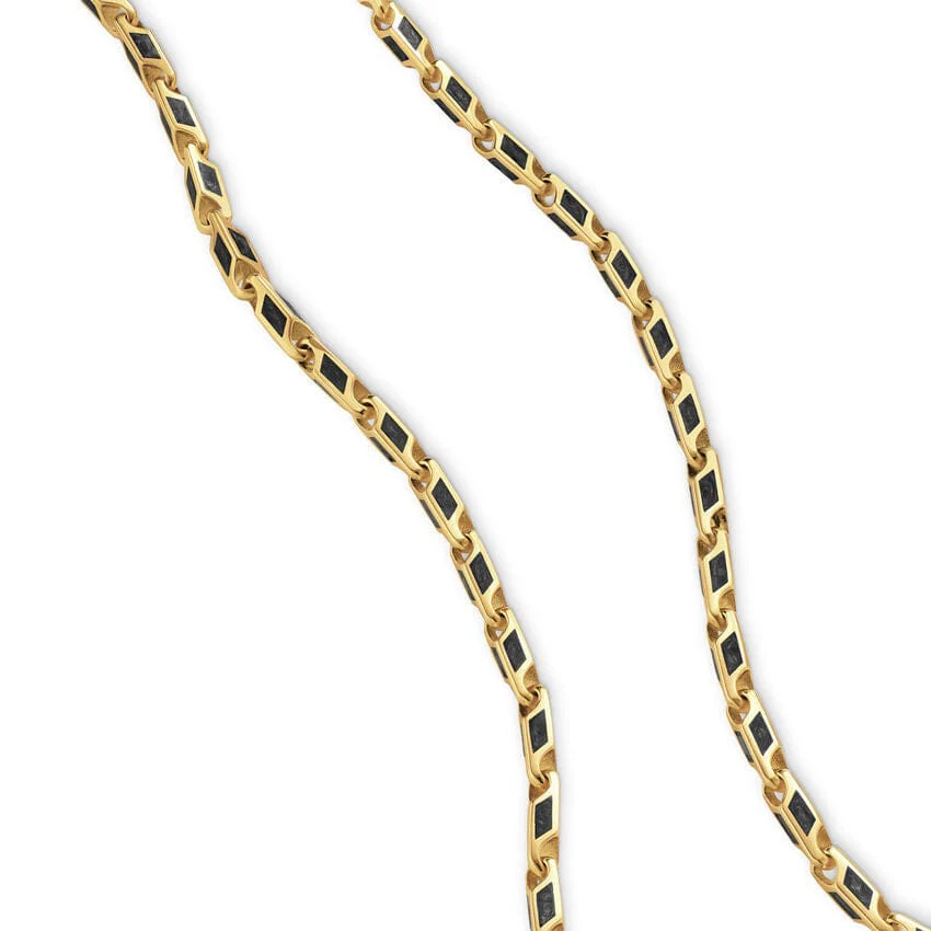 Streamline® Faceted Chain Necklace 18K Yellow Gold with Forged Carbon, 4.3mm - Image 2