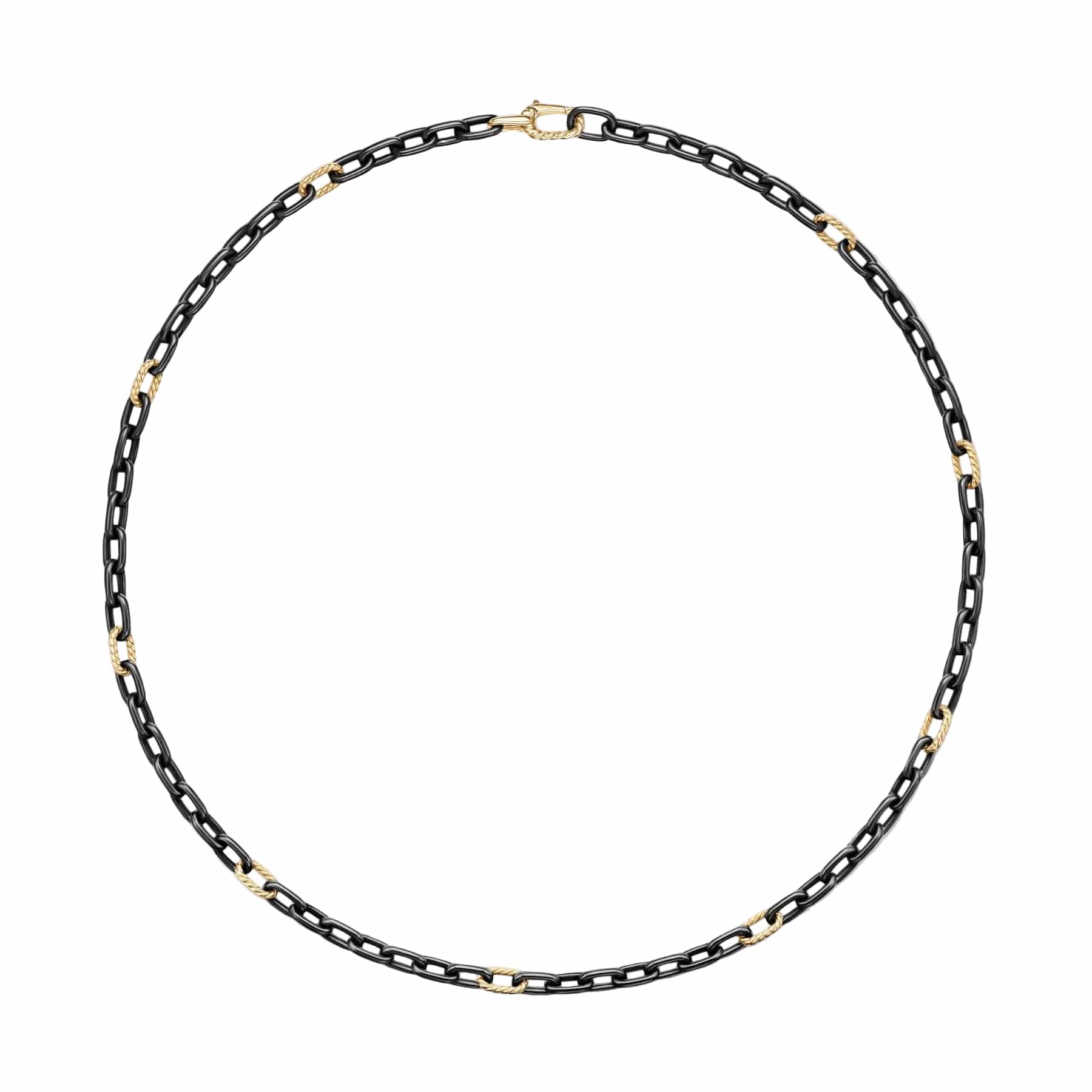 DY Madison® Chain Necklace Black Titanium with 18K Yellow Gold, 6mm - Image 3