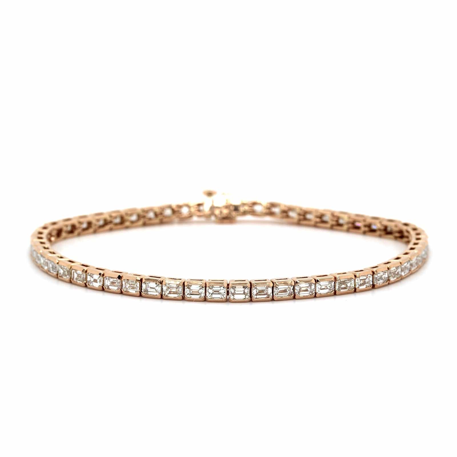 18K Rose Gold Emerald Cut Tennis Bracelet - Image 4