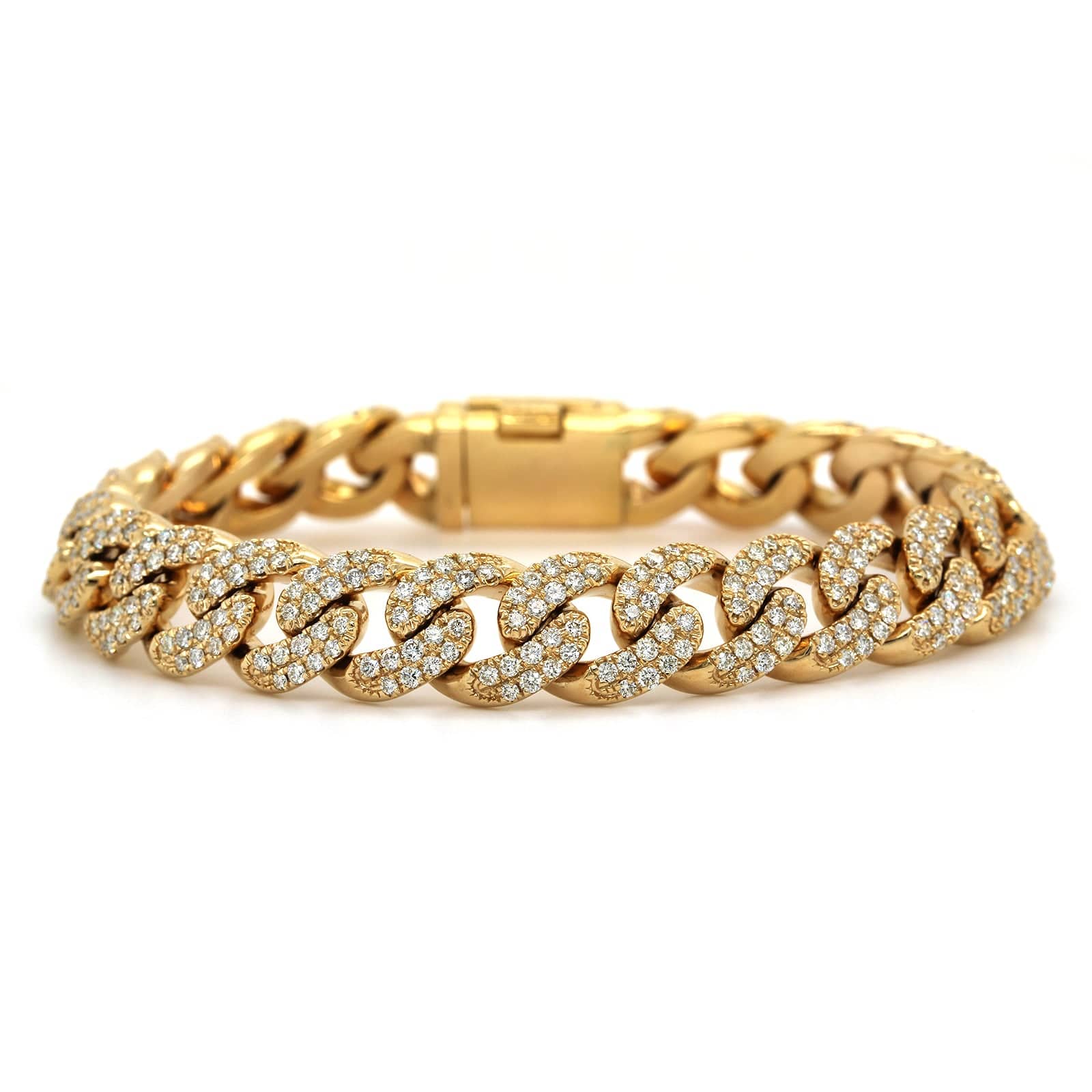 14K Yellow Gold Curb Diamond Bracelet - Image 4