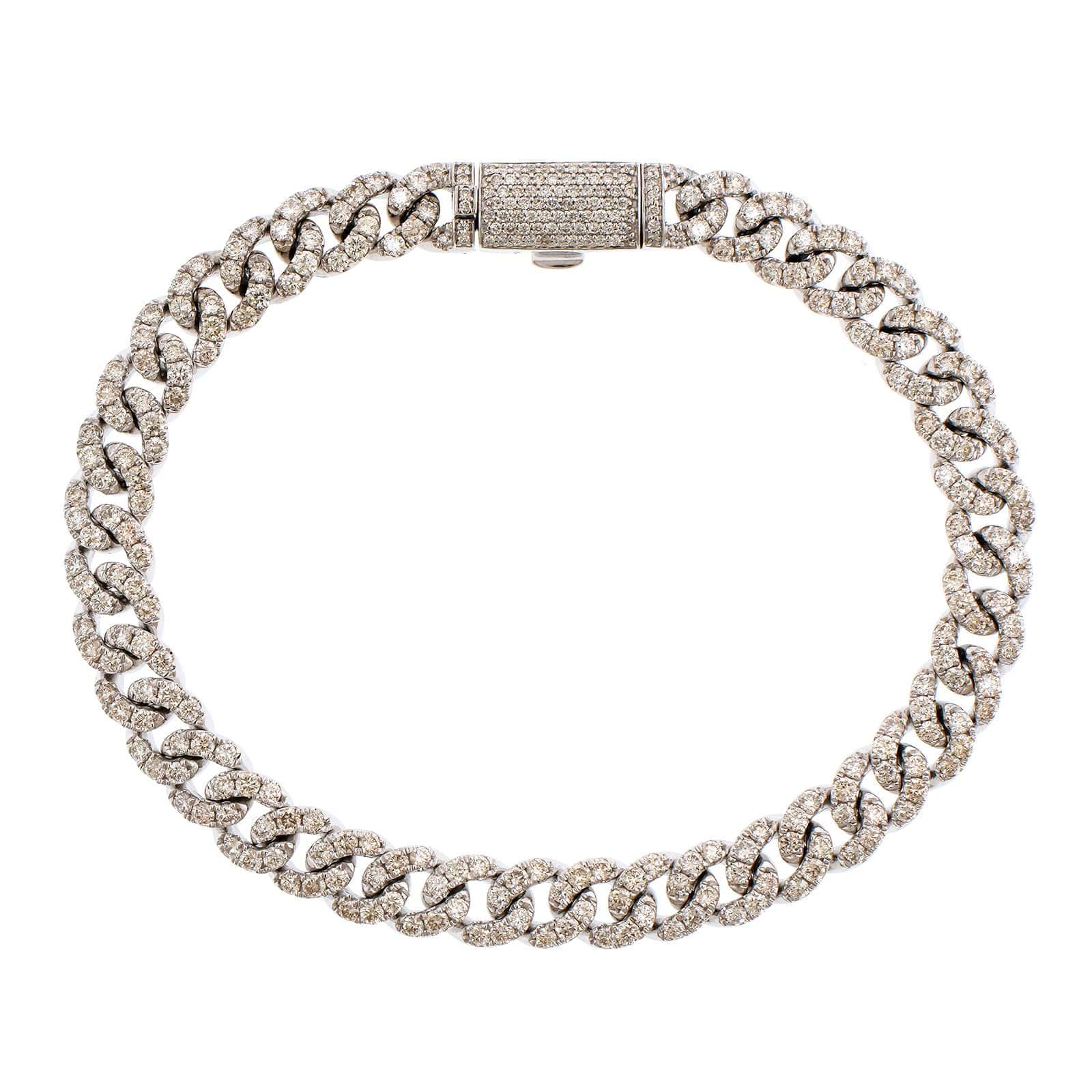 14K White Gold Diamond Cuban Link Bracelet - Image 4