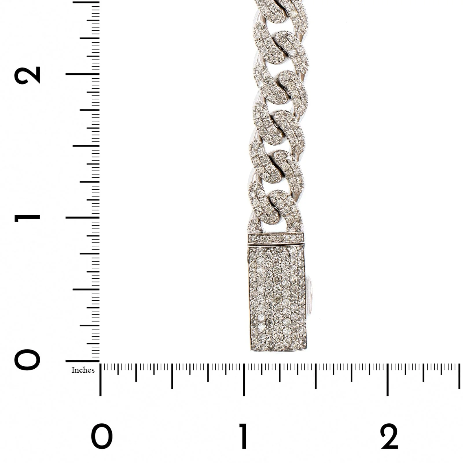 14K White Gold Diamond Cuban Link Bracelet - Image 3