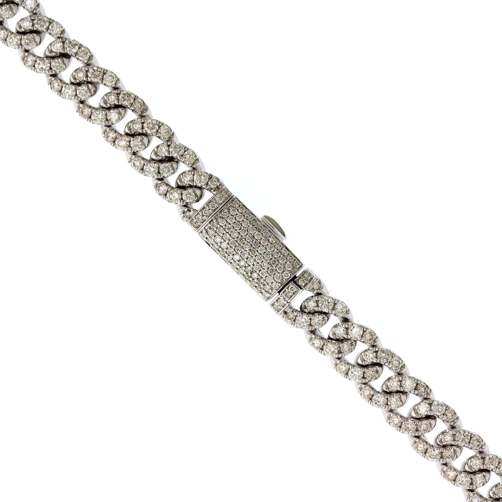 14K White Gold Pavé Diamond Cuban Chain - Image 2