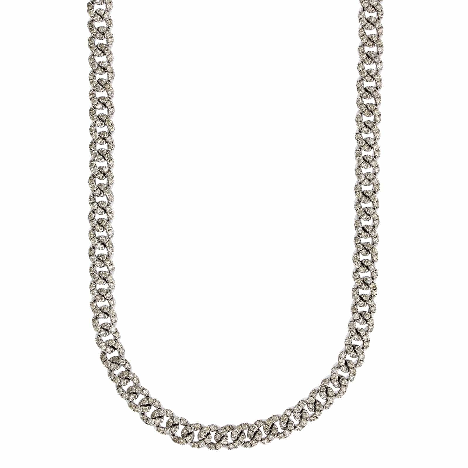 14K White Gold Pavé Diamond Cuban Chain - Image 4