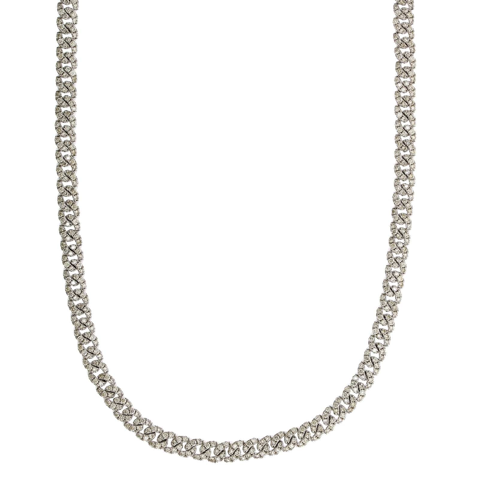 14K White Gold Pave Diamond Cuban Chain - Image 4