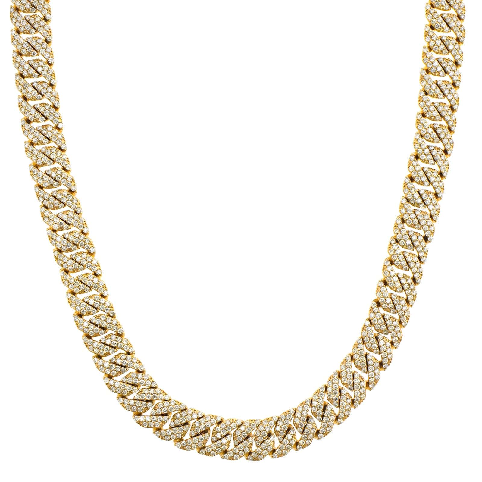 14K Yellow Gold Pavé Diamond Cuban Link Necklace - Image 4