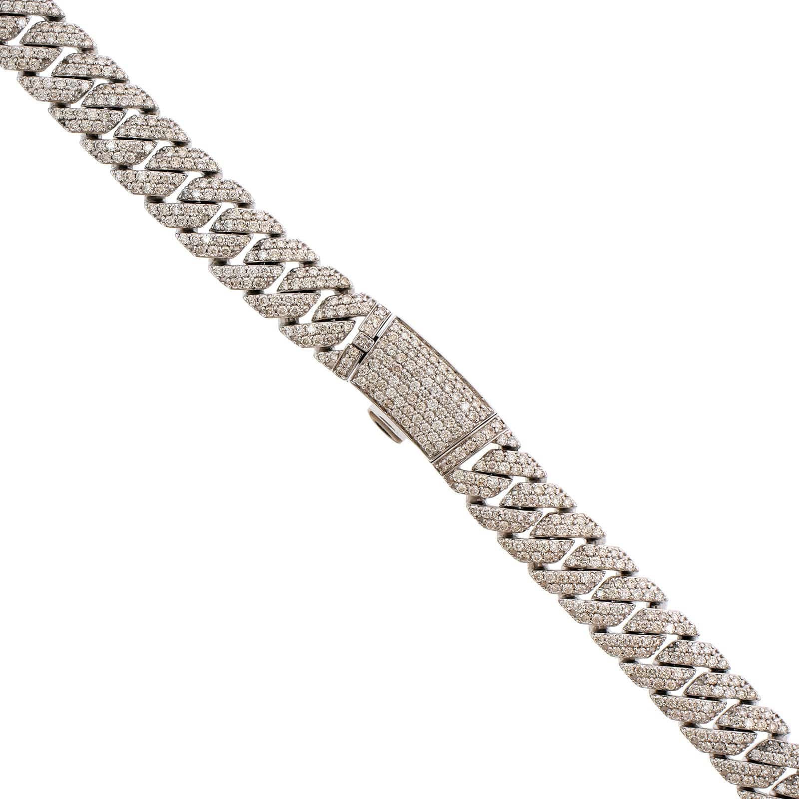 14K White Gold Pavé Diamond Cuban Link Necklace - Image 2