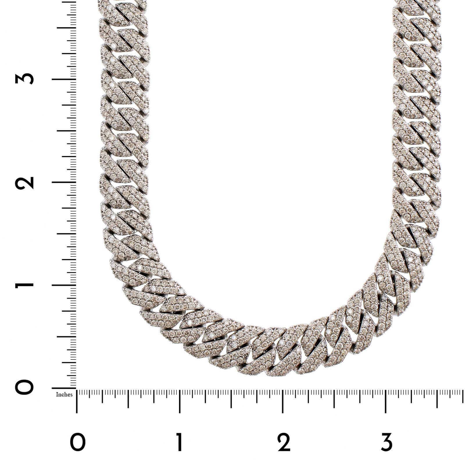 14K White Gold Pavé Diamond Cuban Link Necklace - Image 3