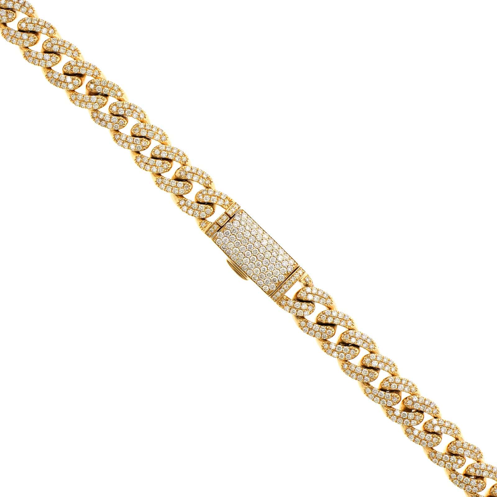 14K Yellow Gold Pavé Diamond Cuban Link Necklace - Image 2