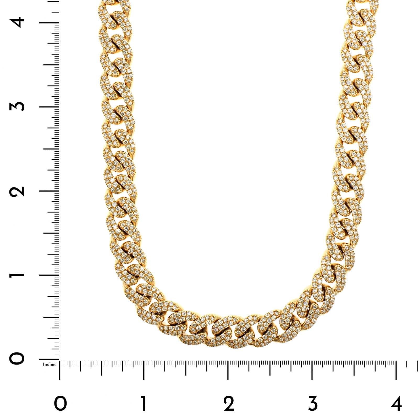 14K Yellow Gold Pavé Diamond Cuban Link Necklace - Image 3