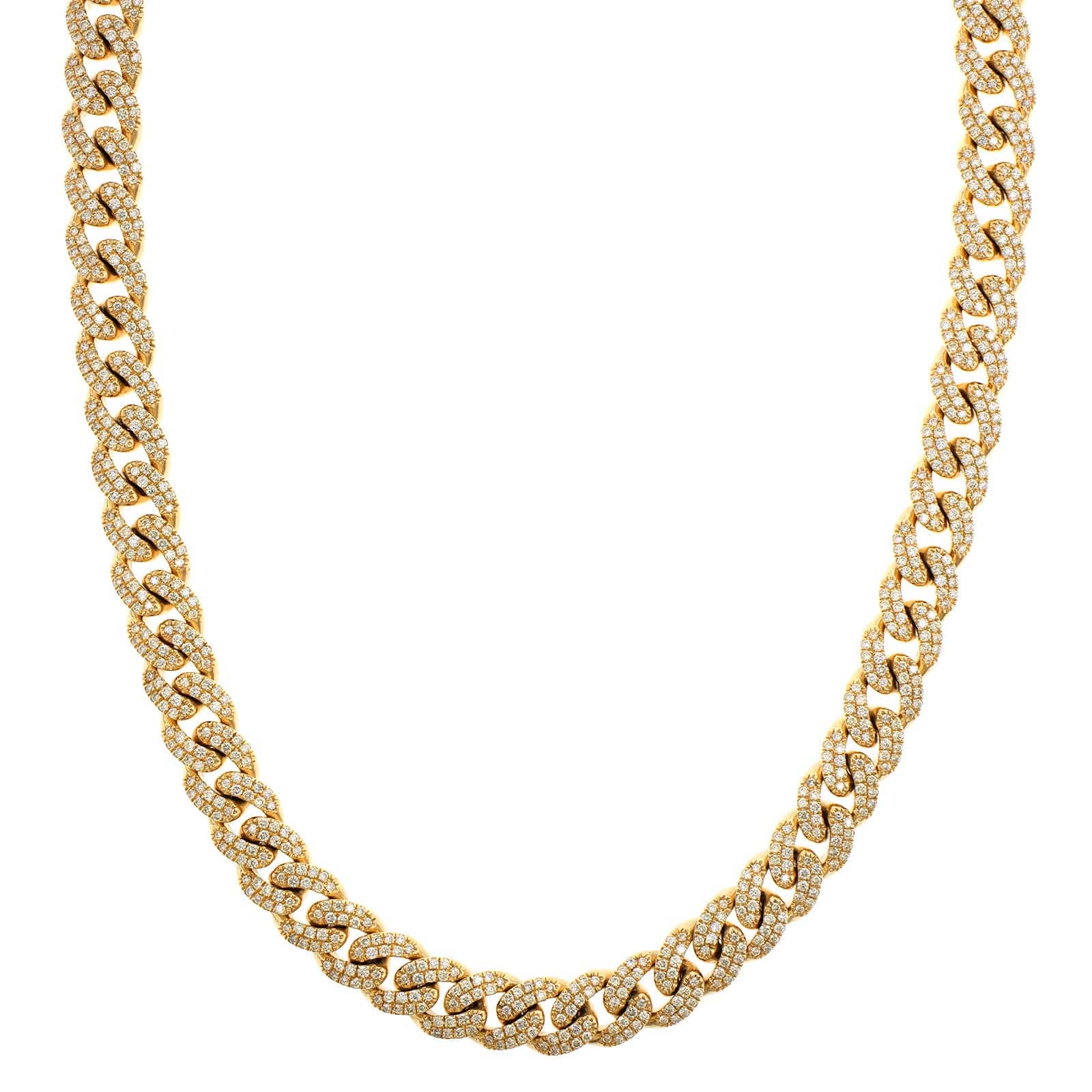 14K Yellow Gold Pavé Diamond Cuban Link Necklace - Image 4