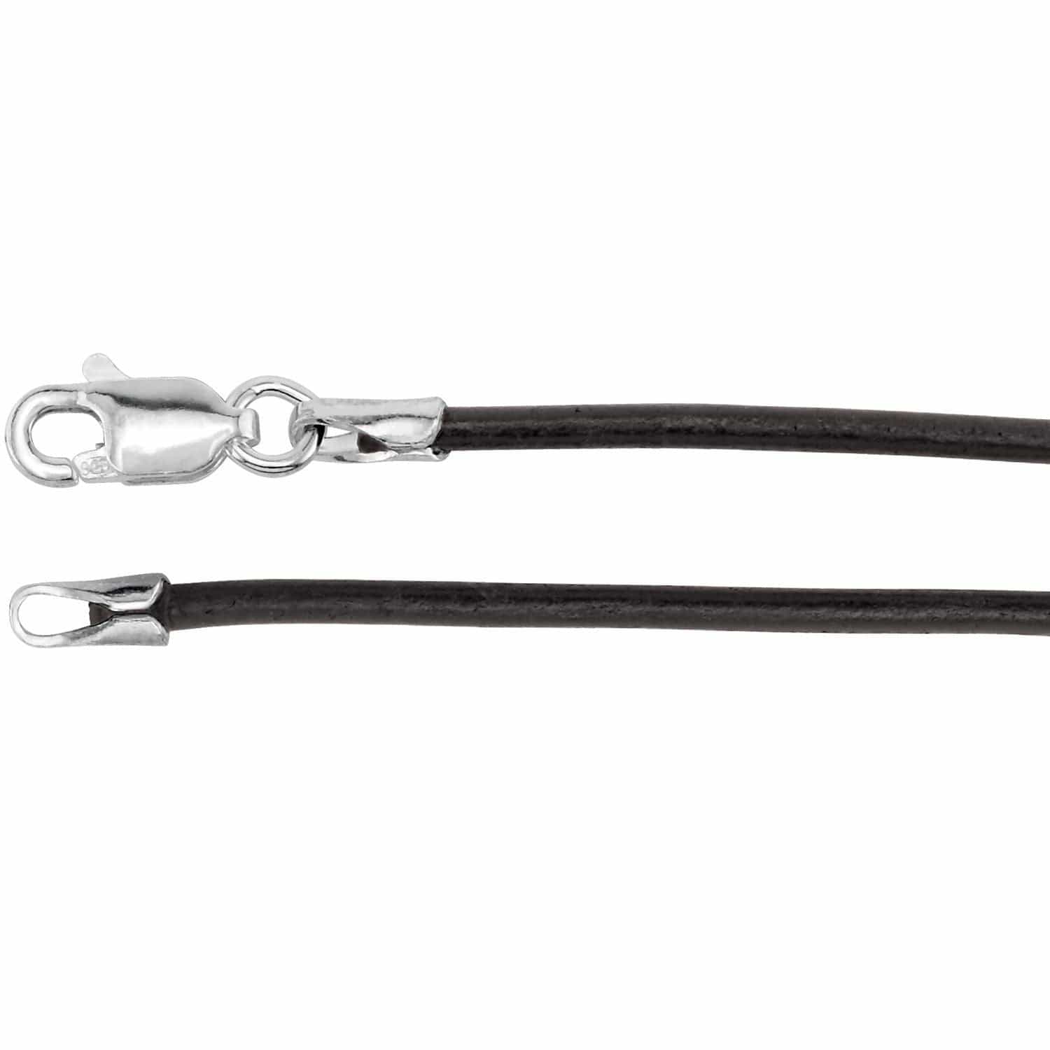 Sterling Silver Black Rubber Cord Necklace - Image 2