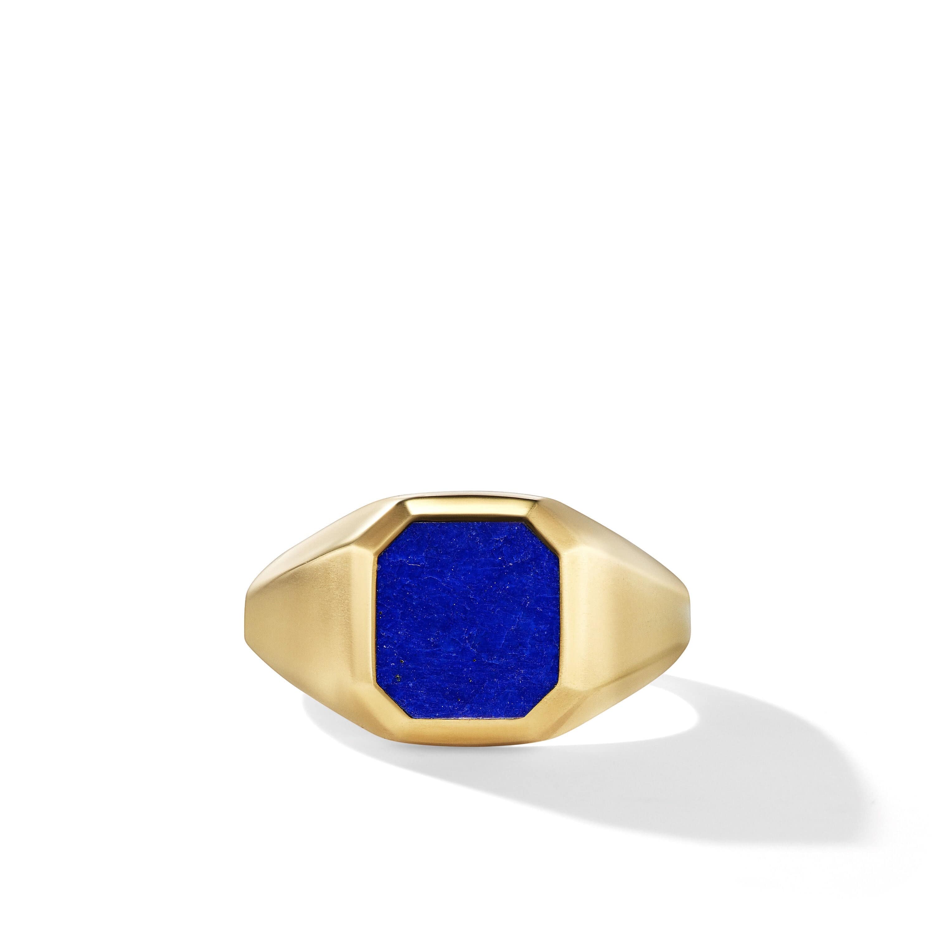 Streamline® Signet Ring in 18K Yellow Gold with Lapis - Image 2