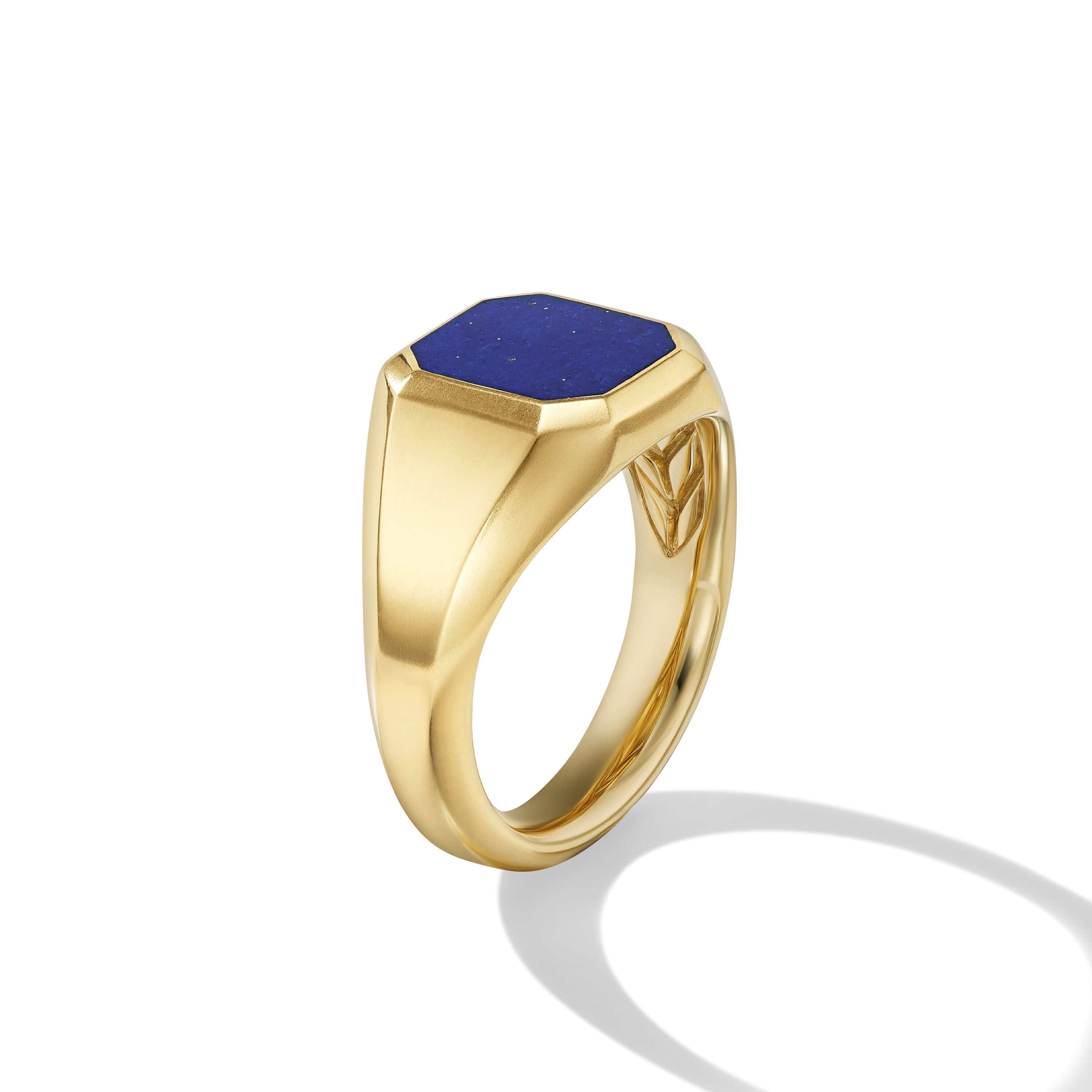 Streamline® Signet Ring in 18K Yellow Gold with Lapis - Image 3