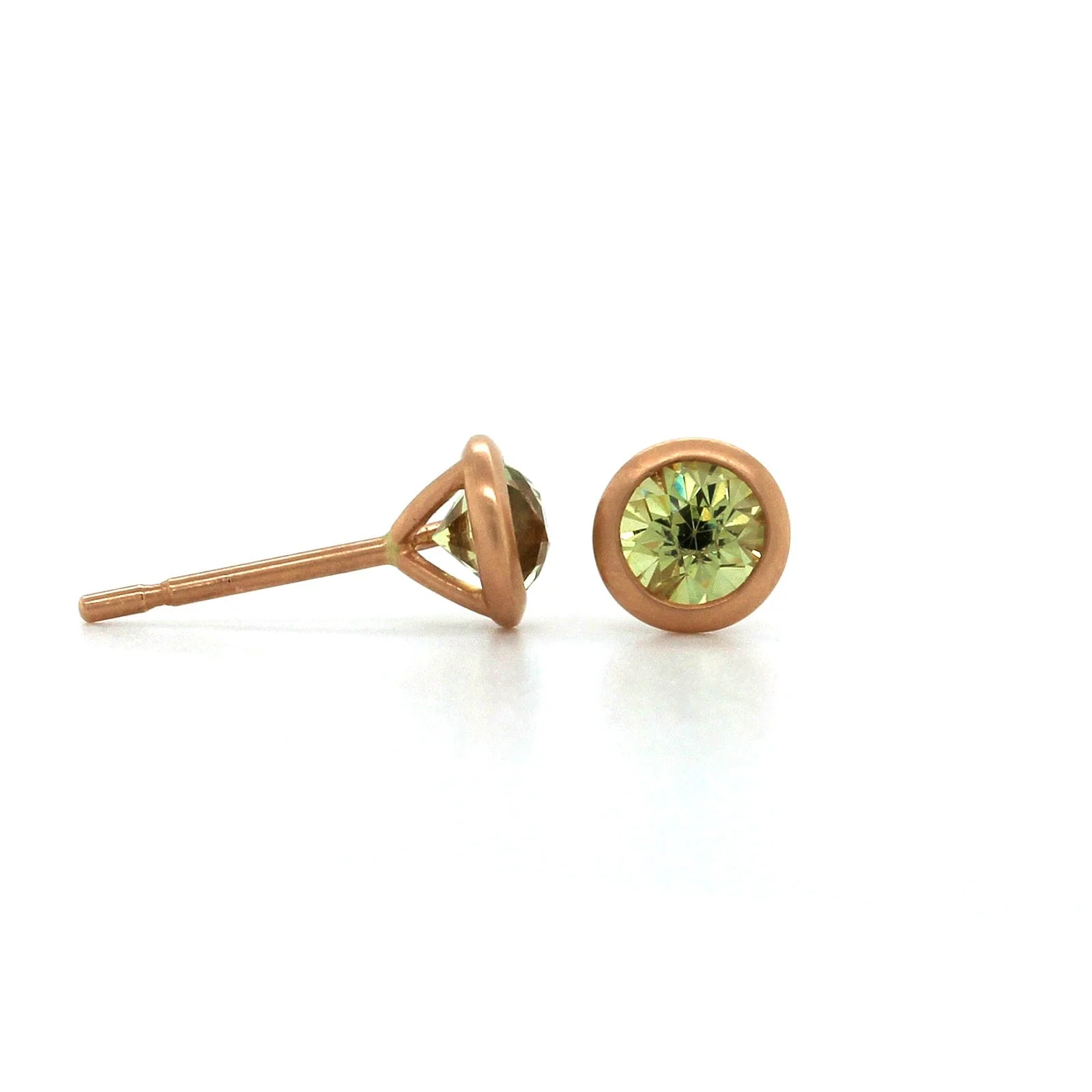 18K Rose Gold Green Garnet Stud Earrings