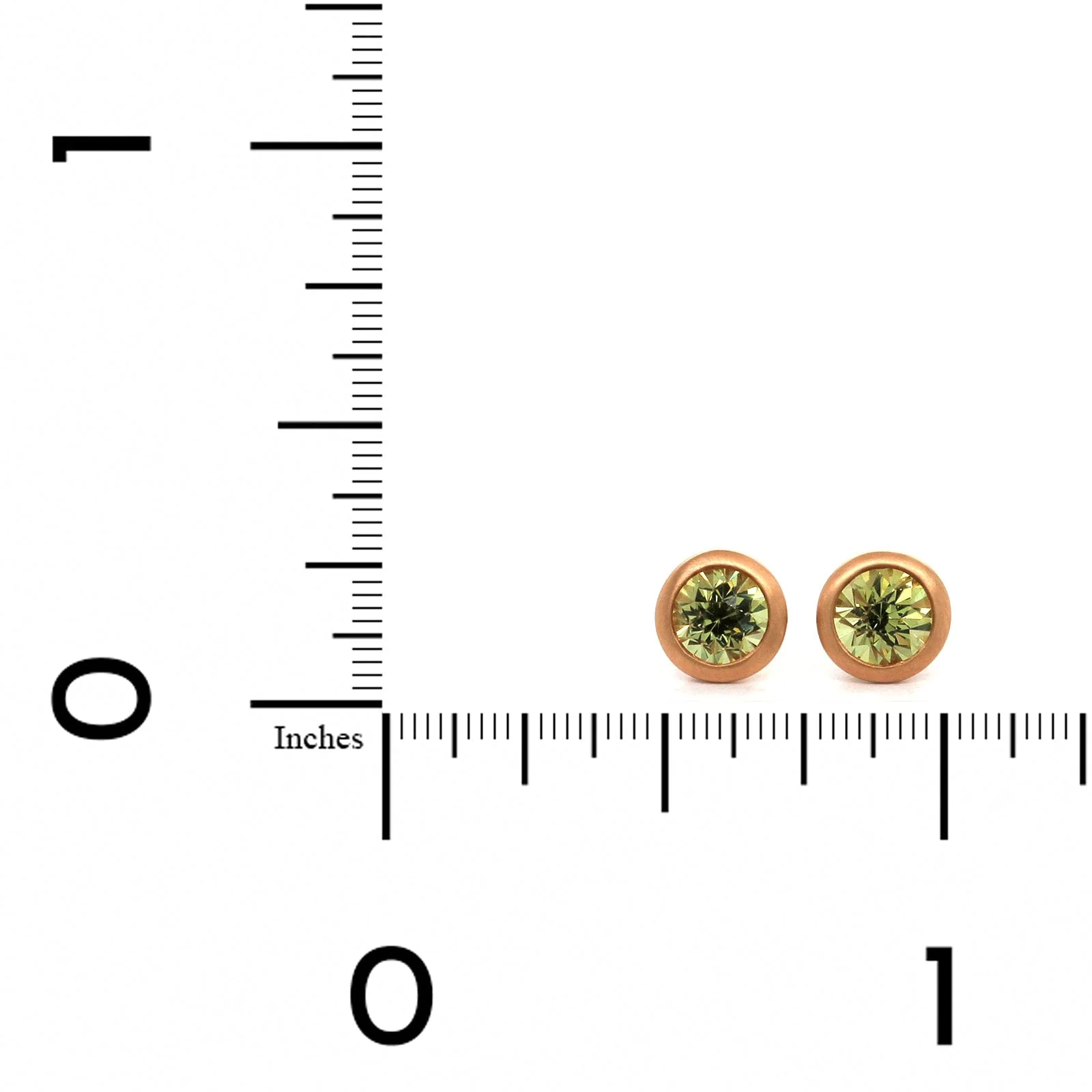 18K Rose Gold Green Garnet Stud Earrings - Image 2