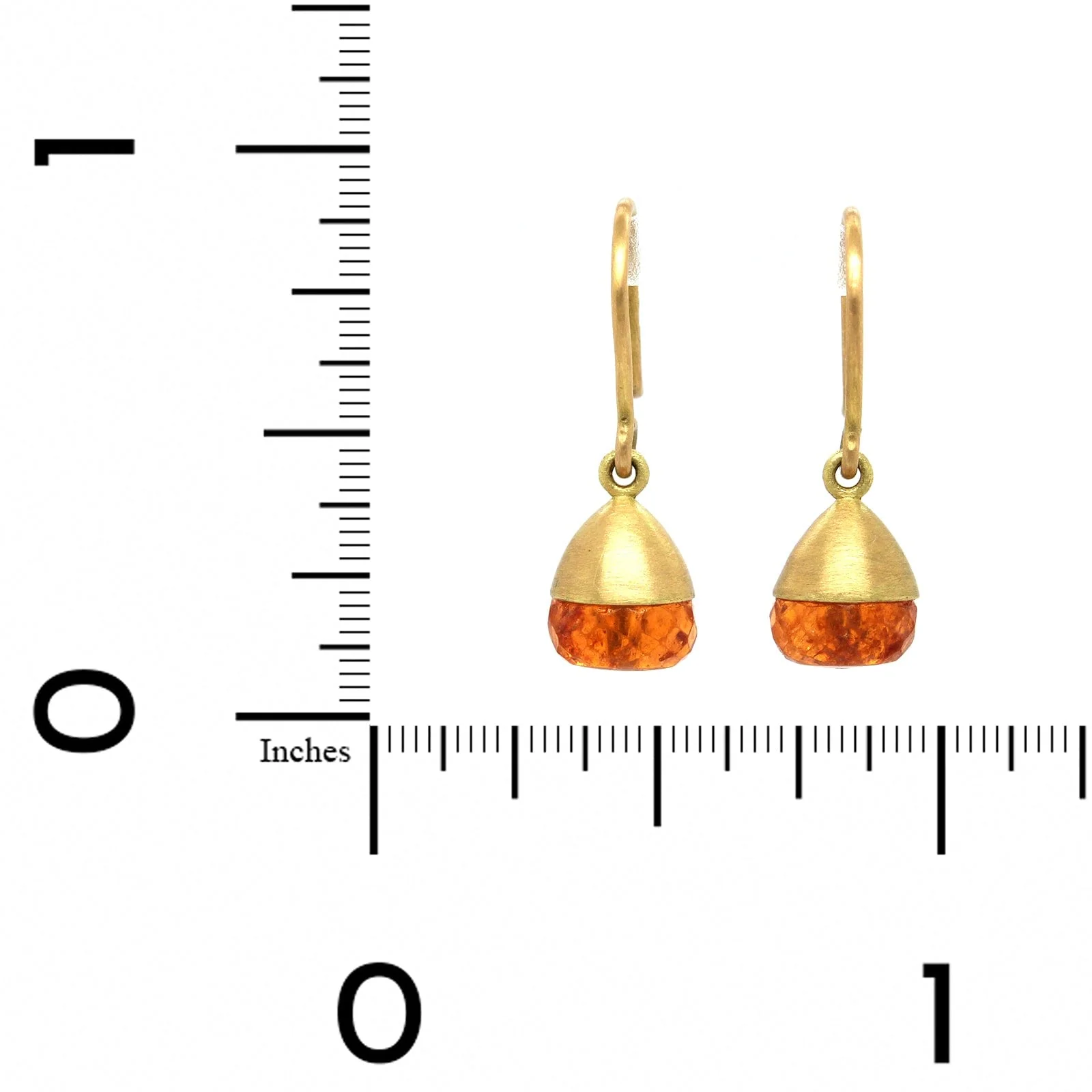 Mallary Marks 18K Yellow Gold Manderine Garnet Buoy Drop Earrings - Image 2