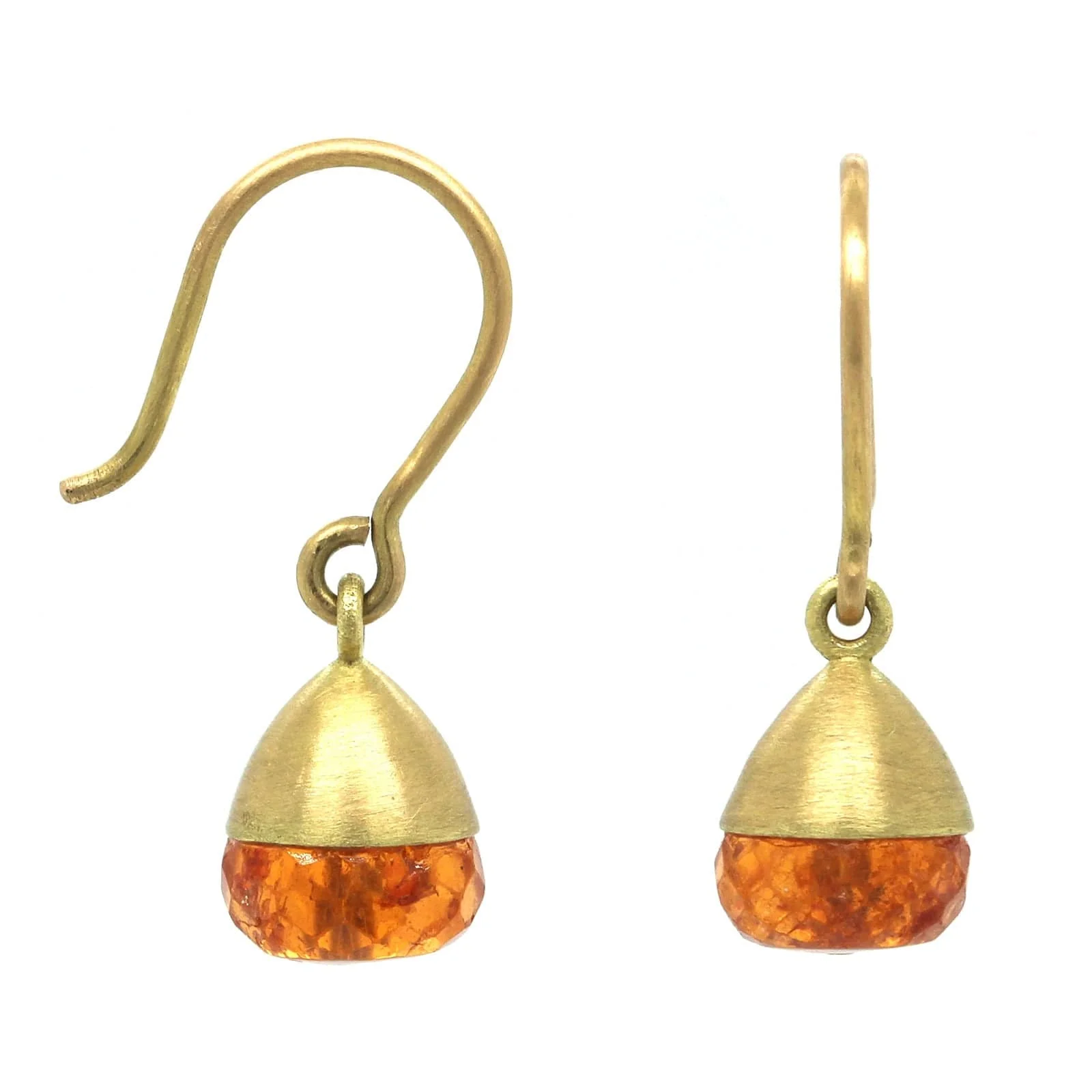Mallary Marks 18K Yellow Gold Manderine Garnet Buoy Drop Earrings - Image 3