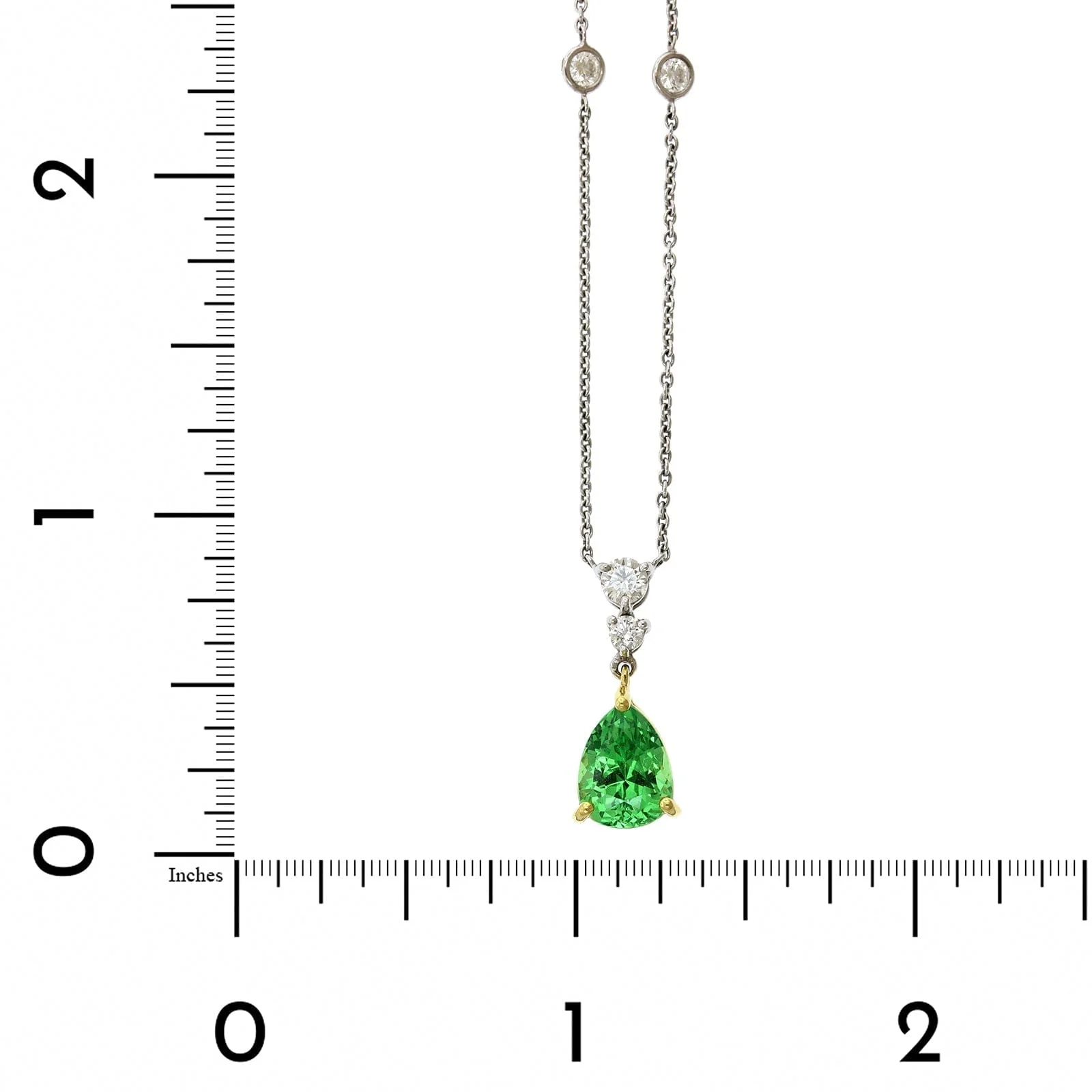 18K Two-Tone Pear Shape Tsavorite Diamond Necklace - Image 4