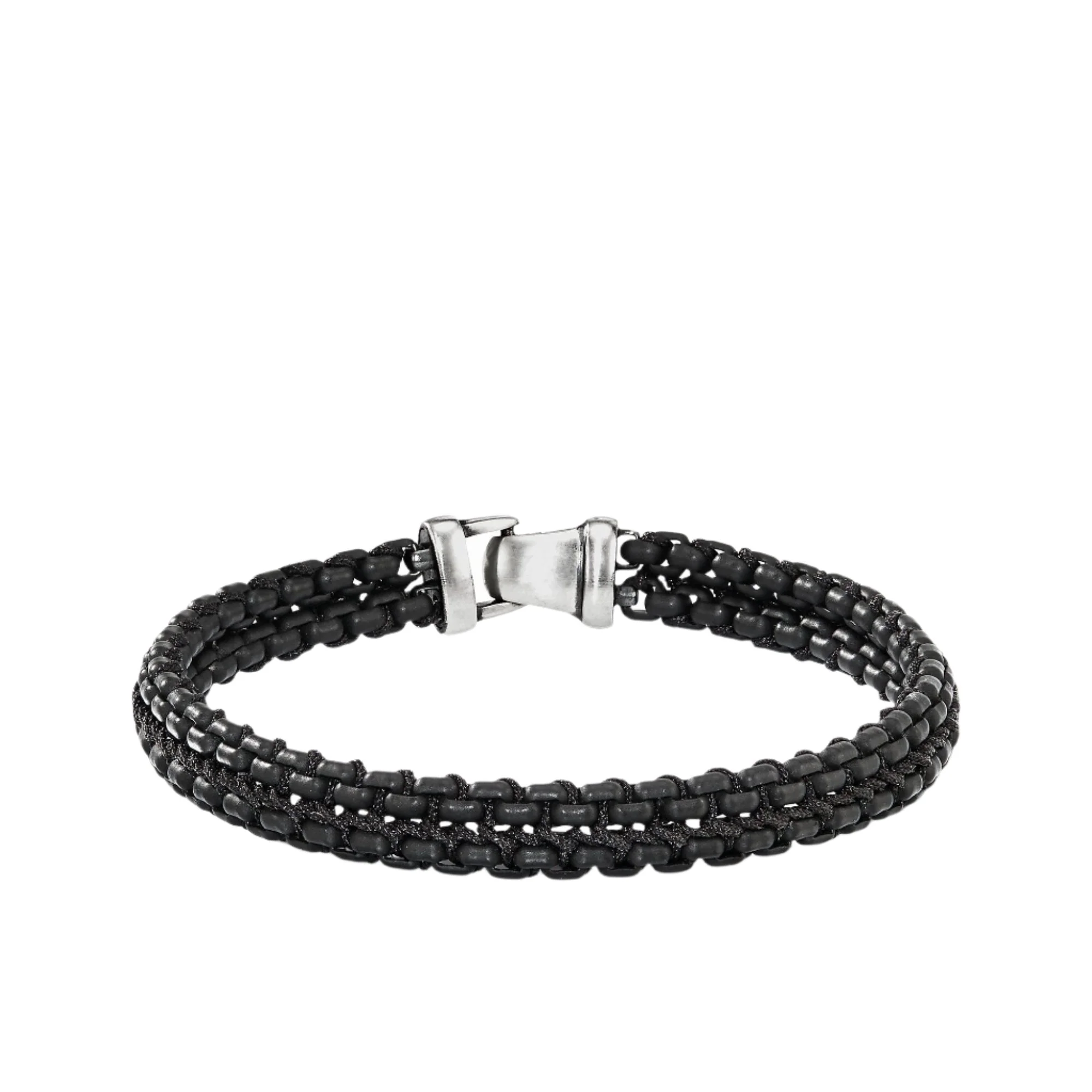 Woven Box Chain Bracelet in Black