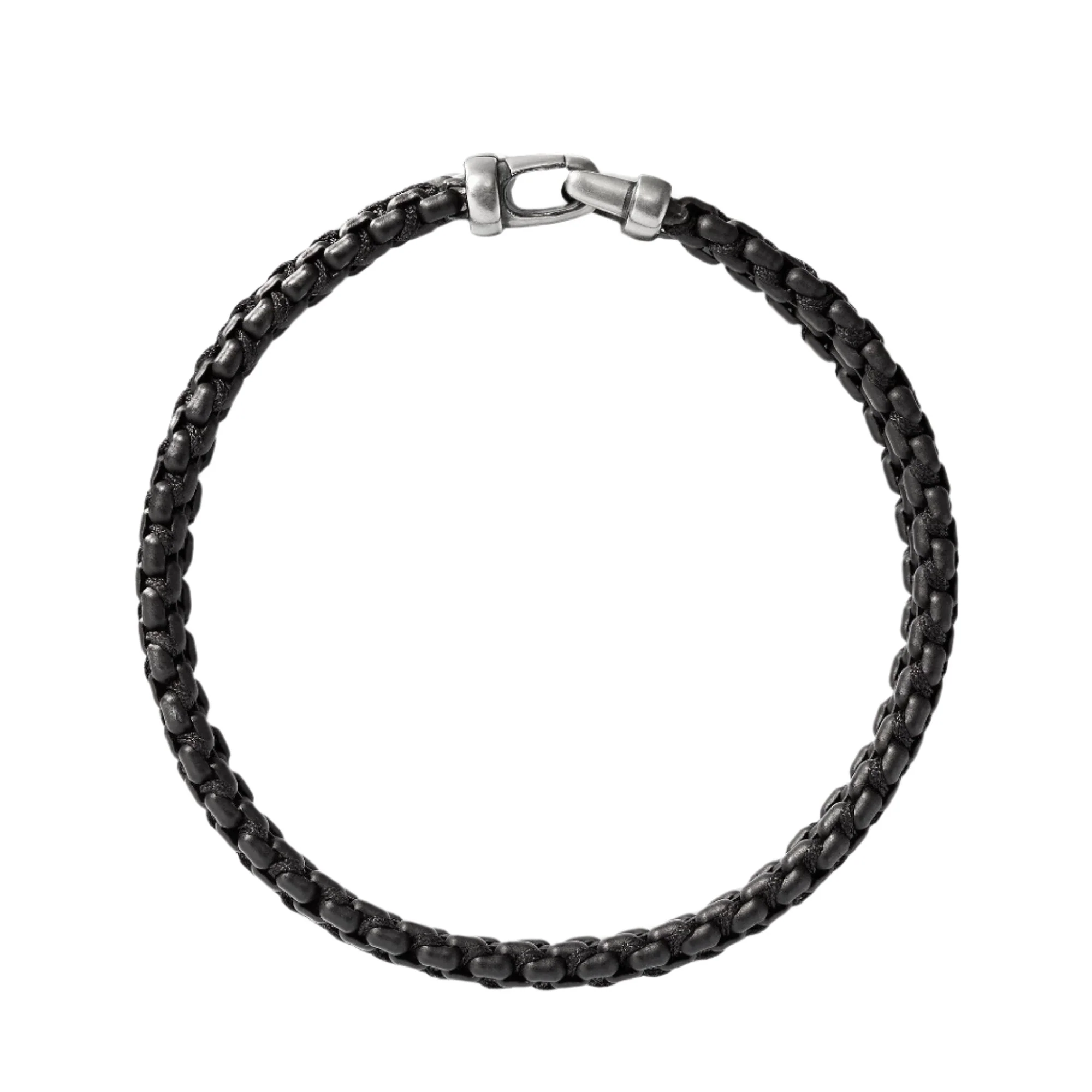 Woven Box Chain Bracelet in Black - Image 2