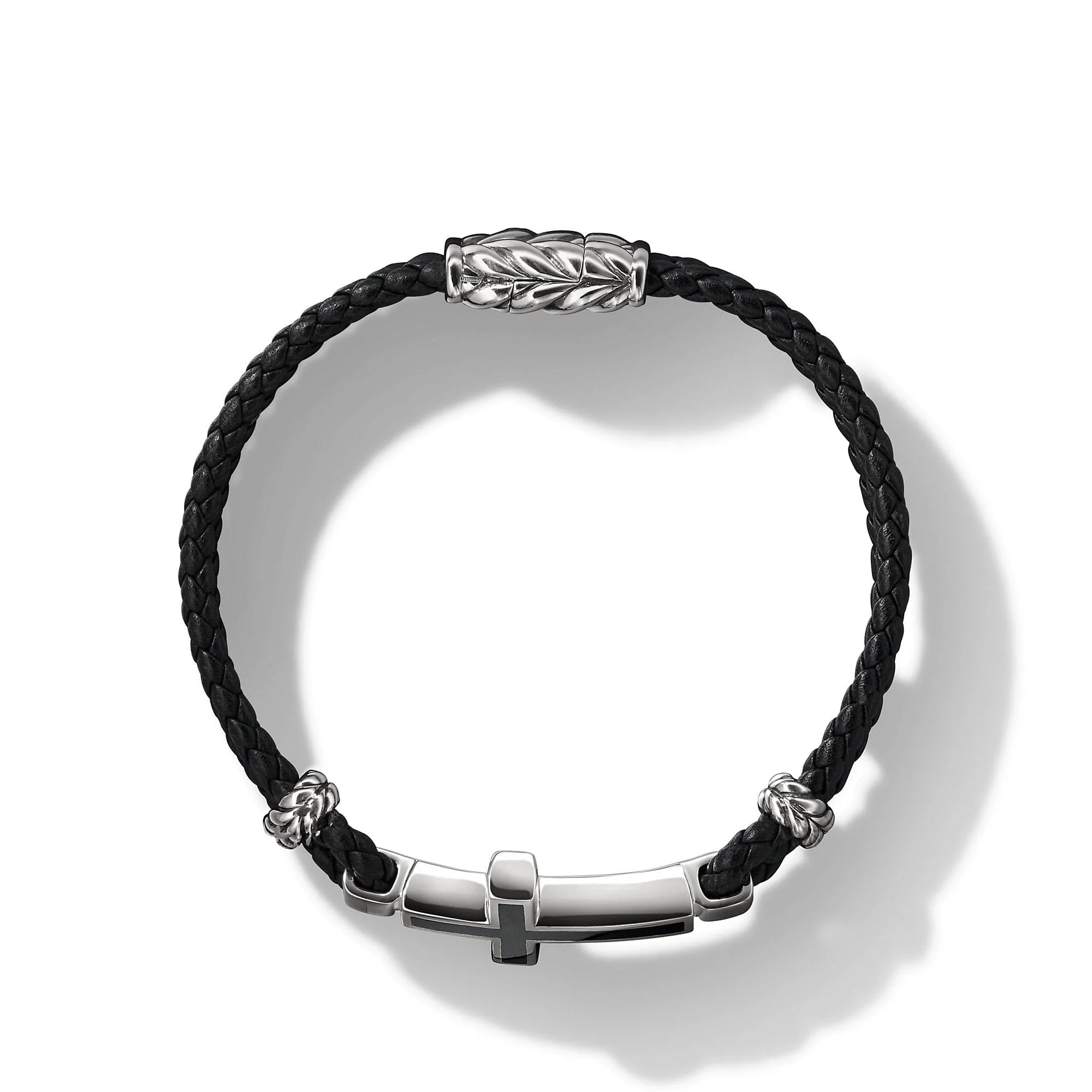 Cross Station Leather Bracelet with Black Onyx - Image 2