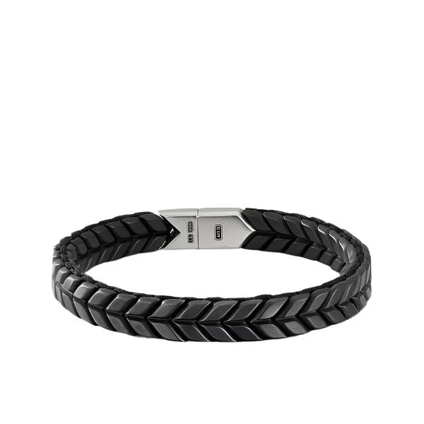 Chevron Woven Bracelet in Black Titanium