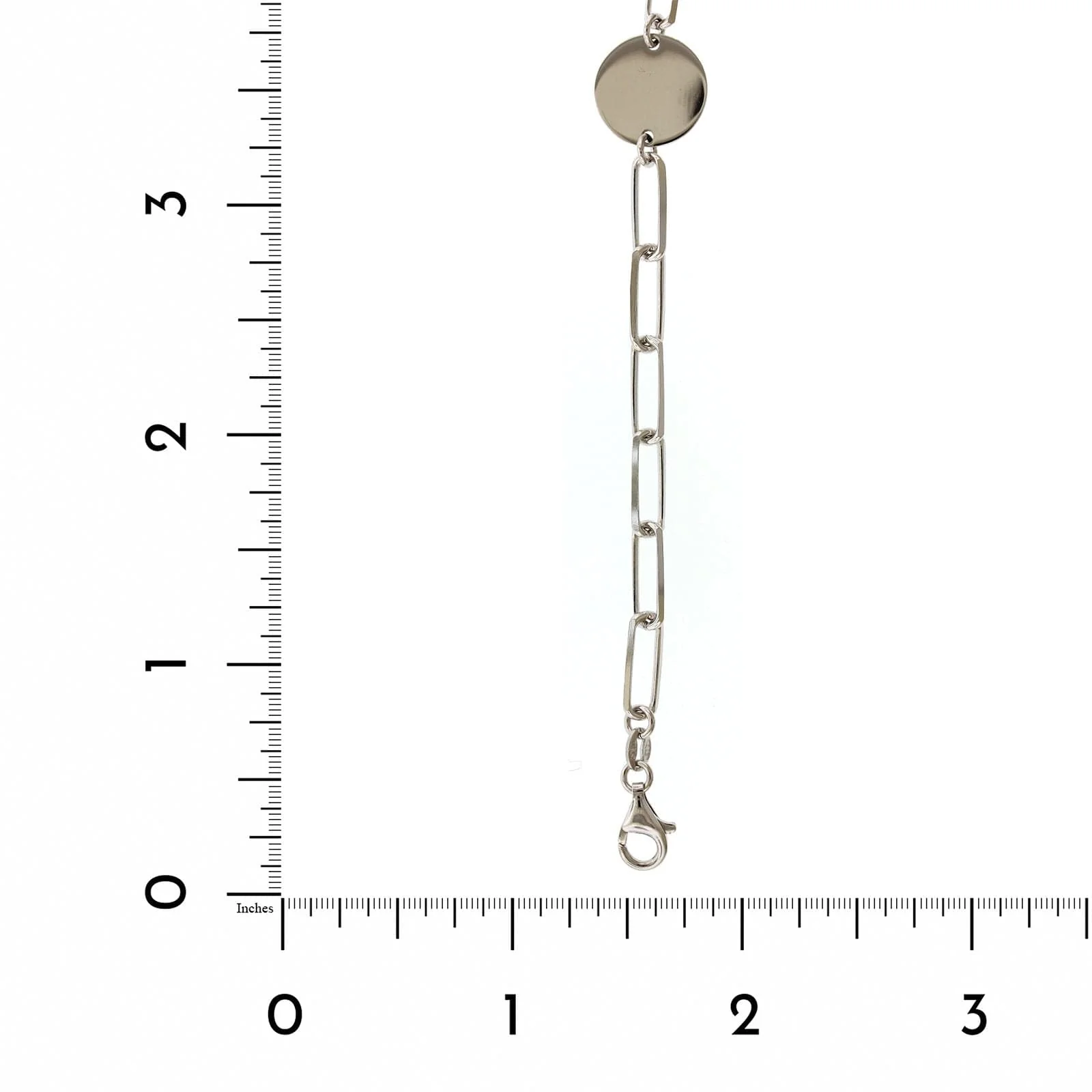 Sterling Silver Disc Flat Paperclip Bracelet - Image 3