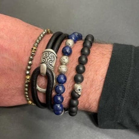 Artisan Sterling Silver Double Strand Leather Bracelet - Image 2