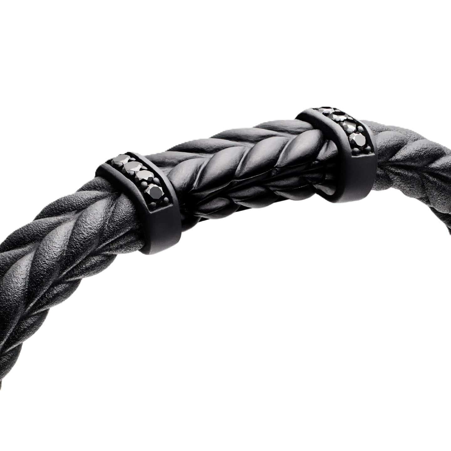 Chevron Bracelet in Black Rubber with Black Titanium and Black Diamonds, 9mm - Image 3